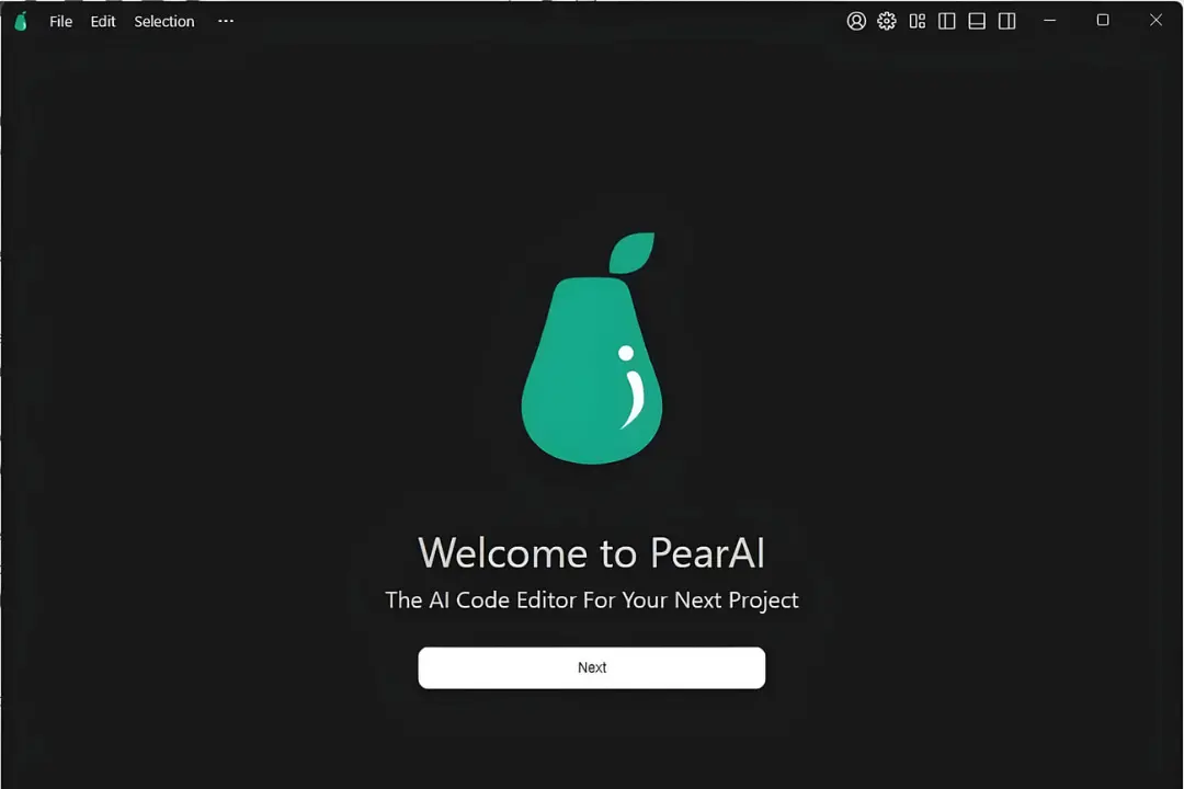 لوگوی سبز رنگ ویرایشگر متن‌باز PearAI (PearAI) در محیط تاریک