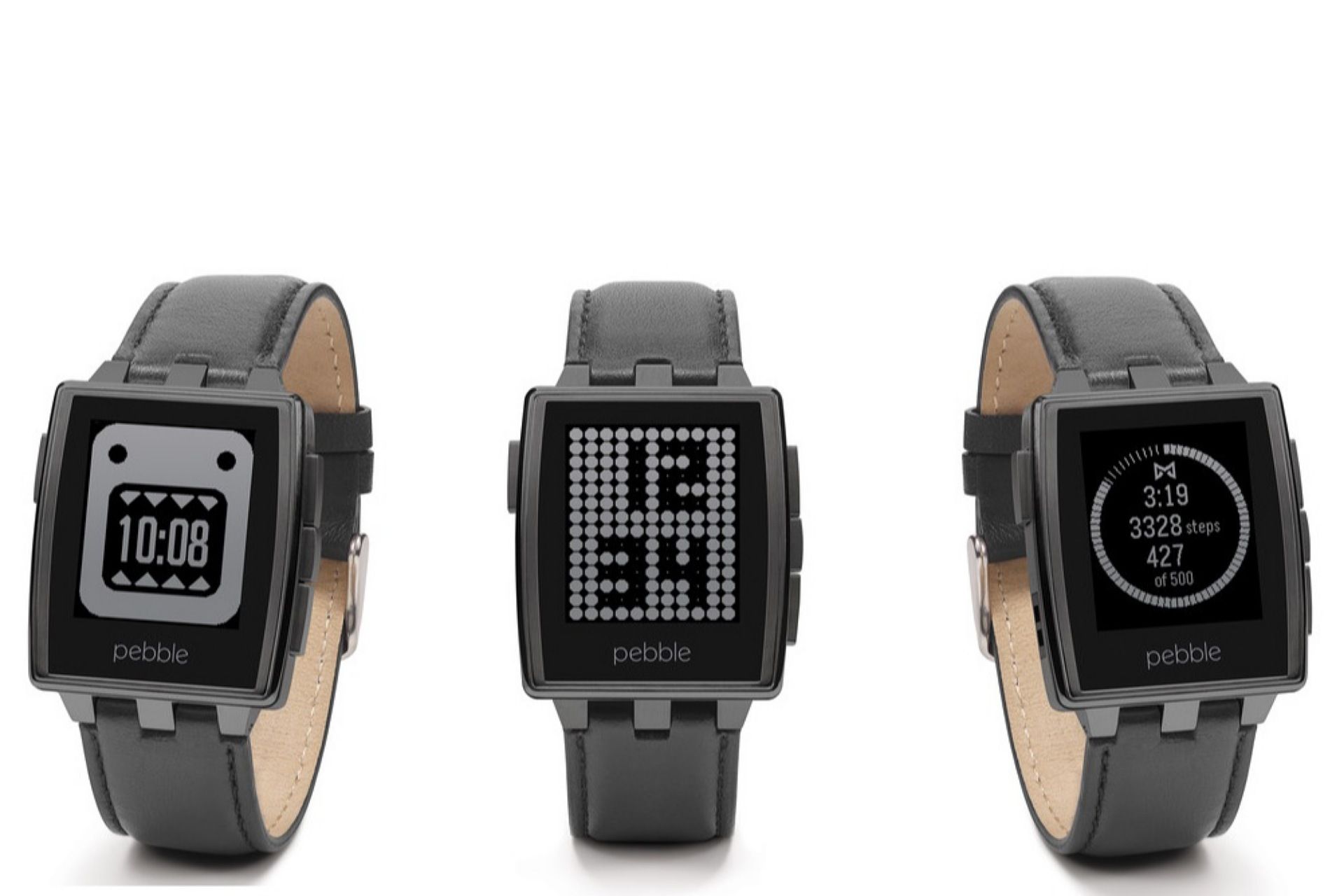 سه عدد ساعت هوشمند Pebble در کنار هم 