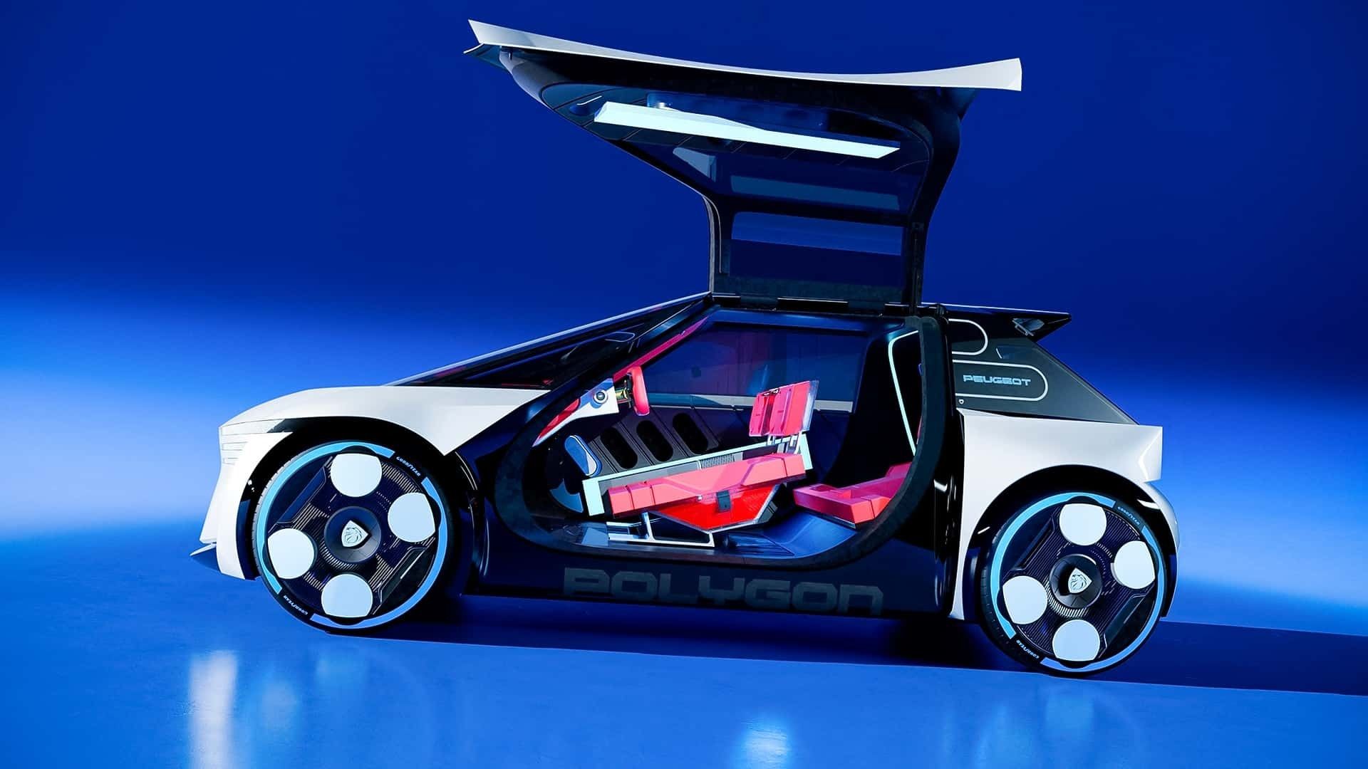 نمای جانبی خودرو پژو پلیگان با درهای باز