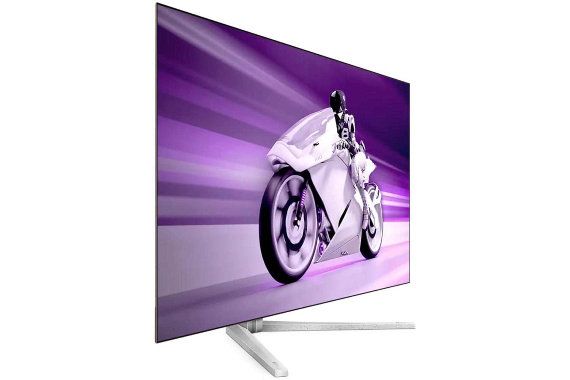 نمای جلو سمت راست مانیتور فیلیپس Evnia 42M2N8900