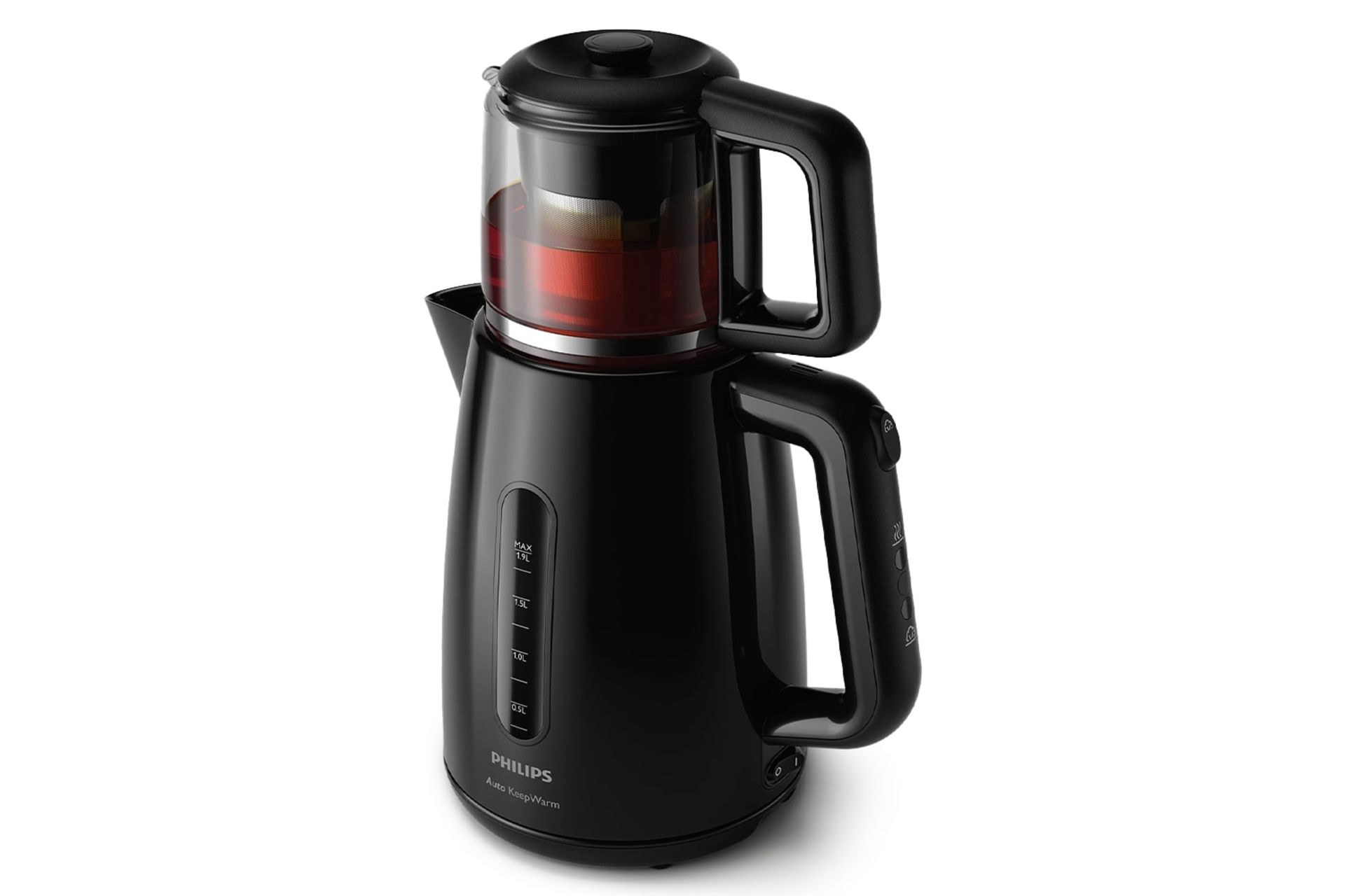 نمای کلی چای ساز فیلیپس HD7301 با نمایش قوری و کتری