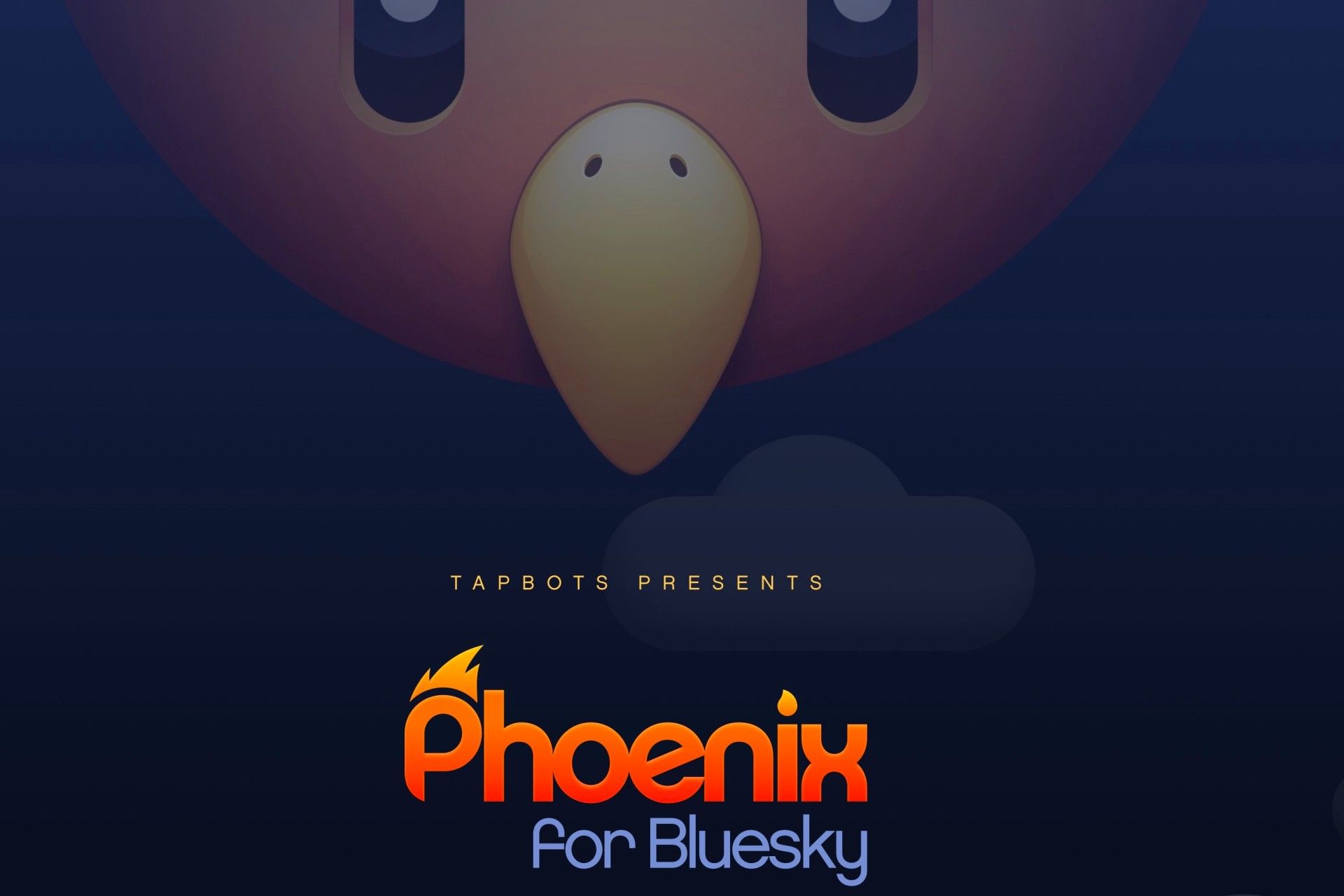 چهره‌ی کارتونی یک پرنده در پس لوگو Phoenix