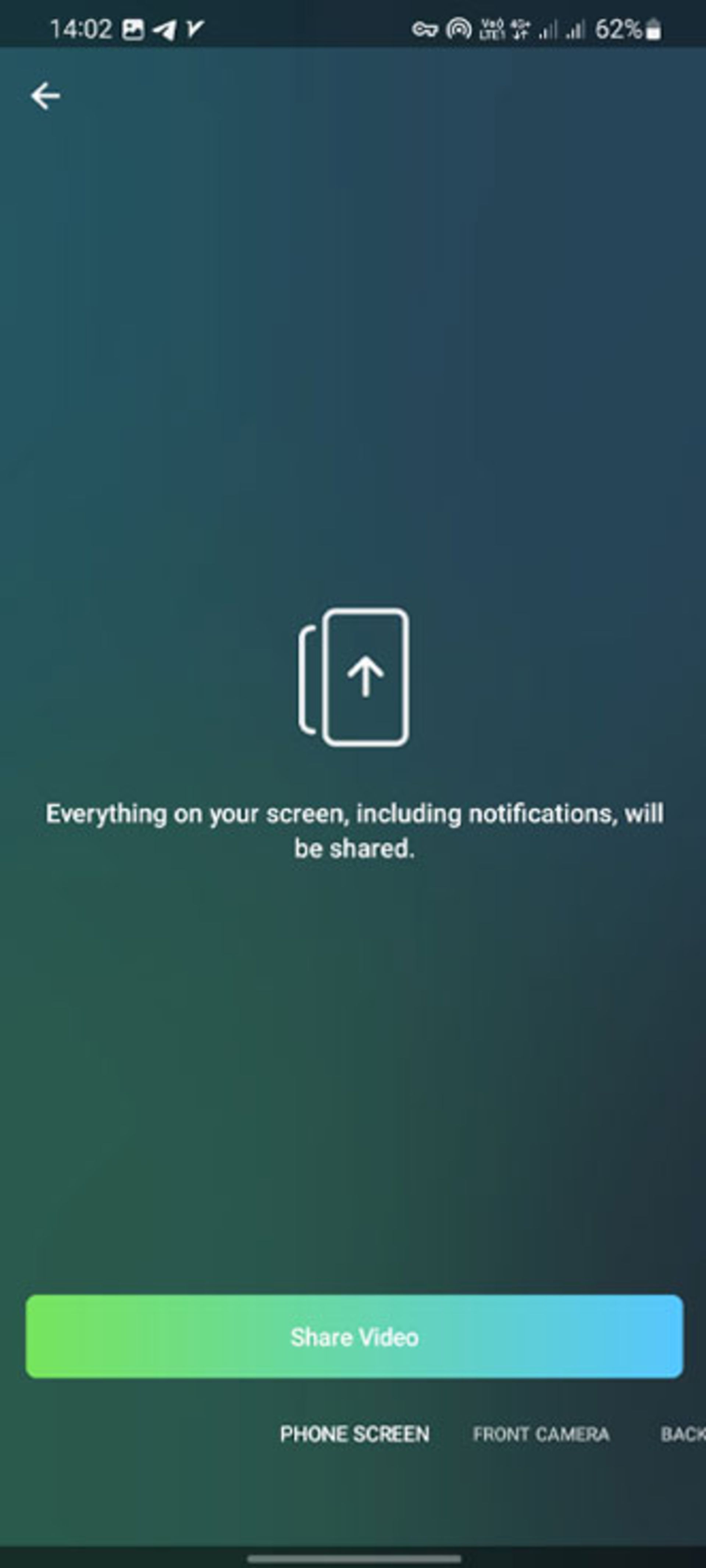 گزینه‌ی Phone Screen