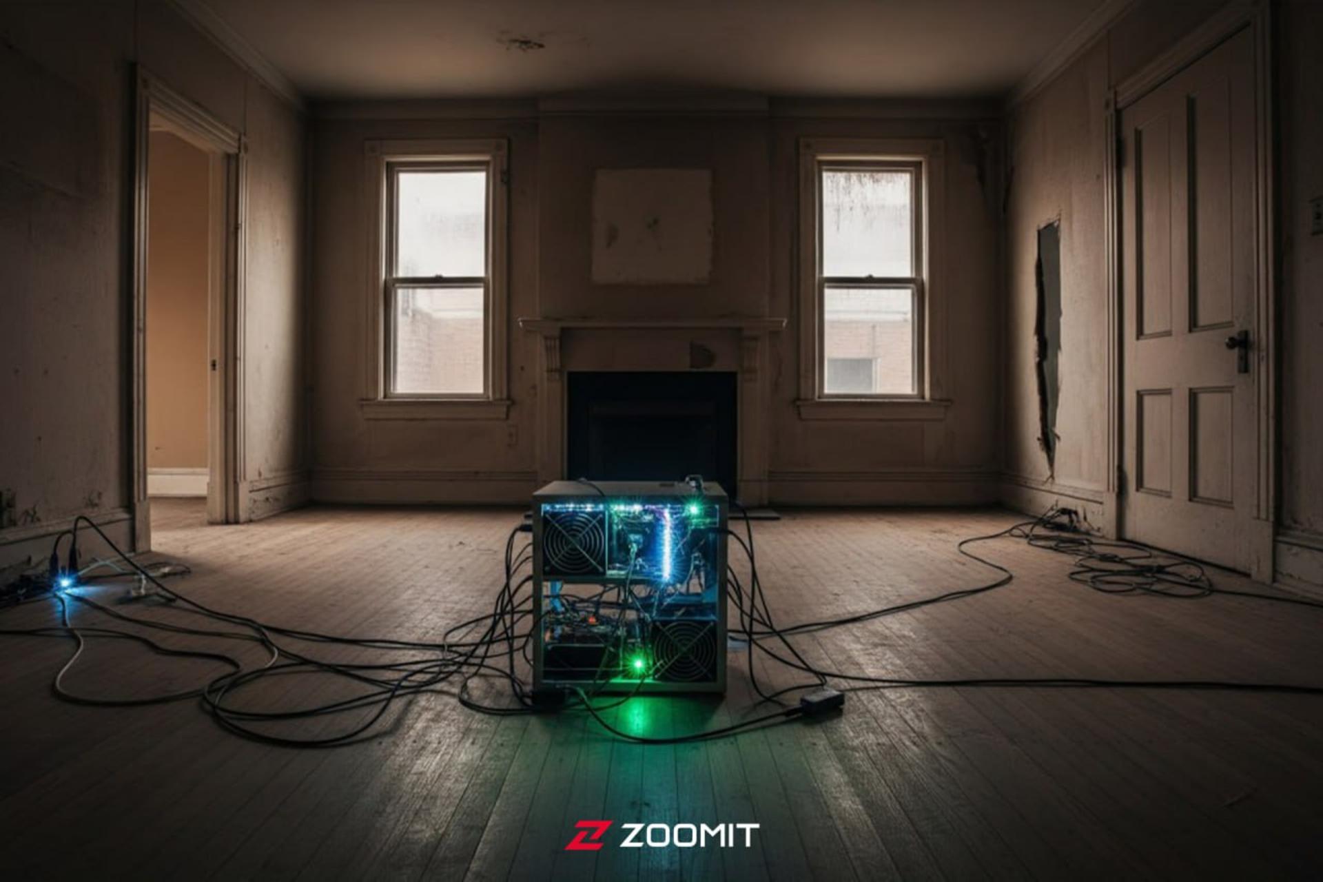 دستگاه ماینر در یک خانه خالی