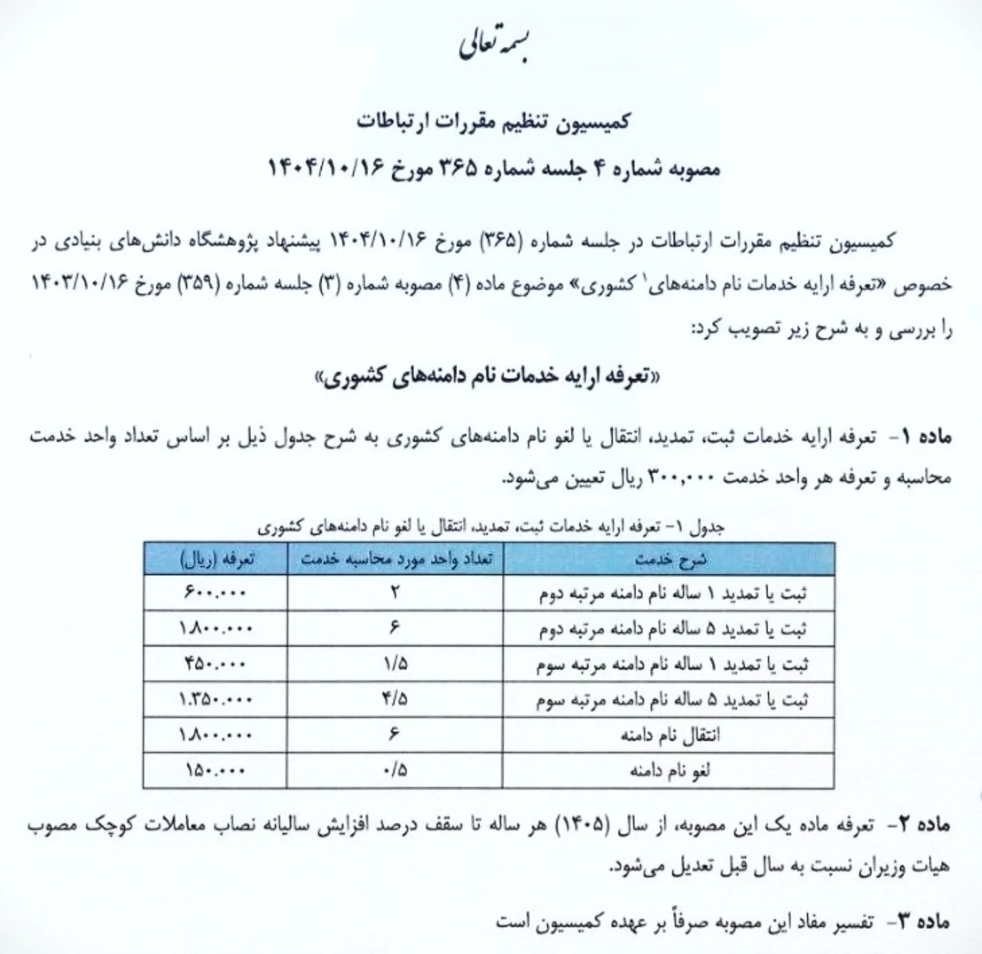 تعرفه ثبت دامنه دات‌آی‌آر 