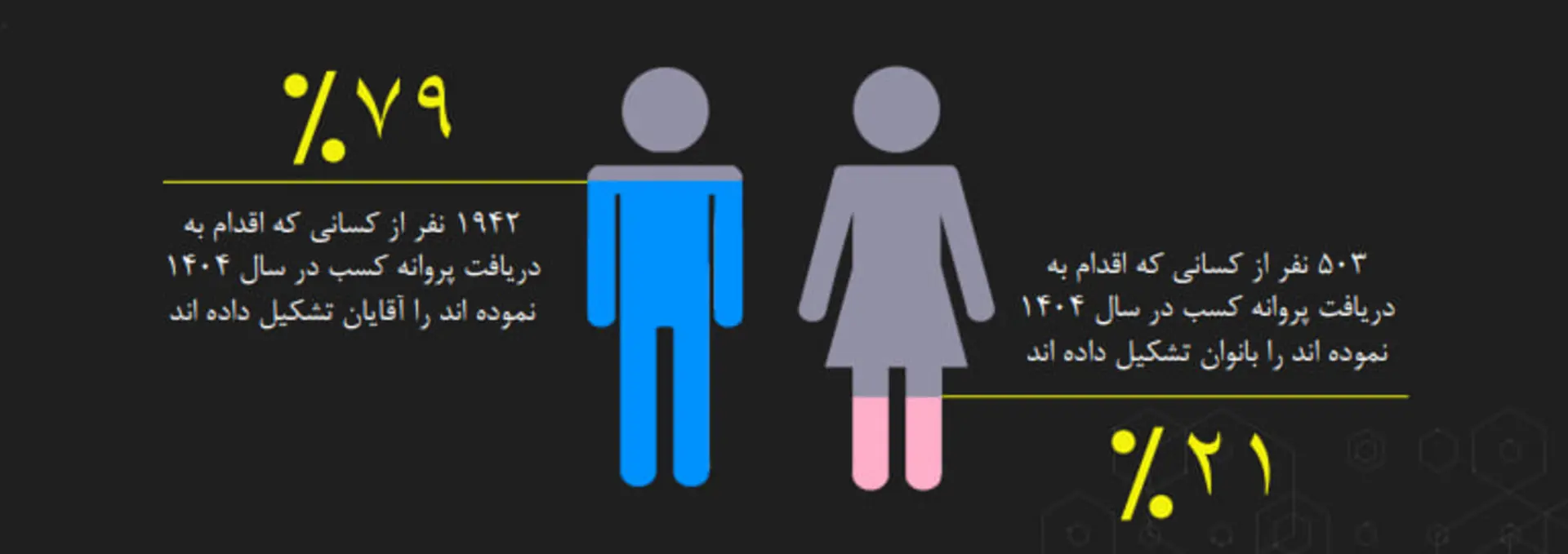 گزارش سال اتحادیه کسب‌وکارهای مجازی؛ توزیع متقاضیان پروانه کسب به تفکیک جنسیت