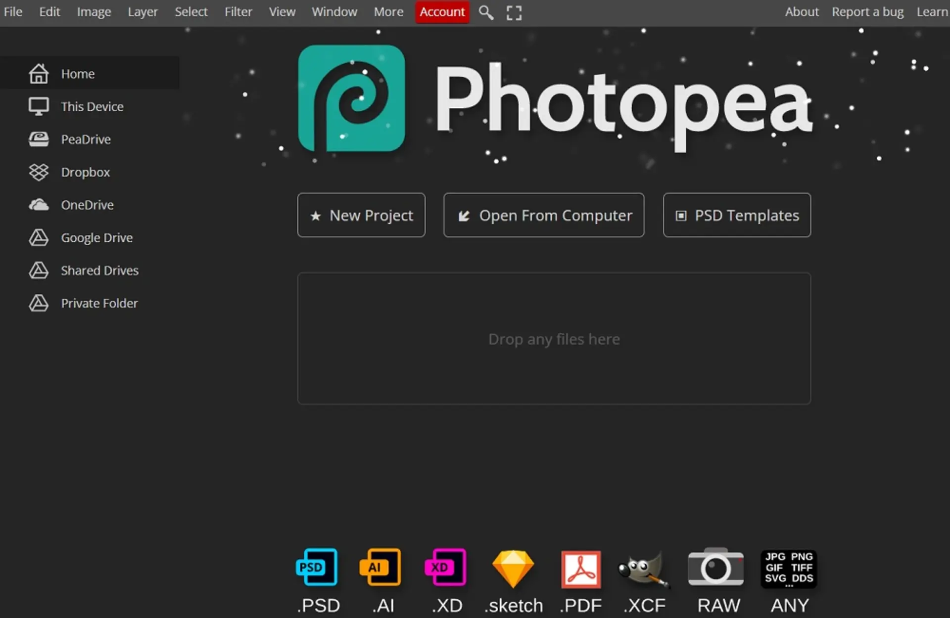 سایت ویرایش آنلاین عکس photopea