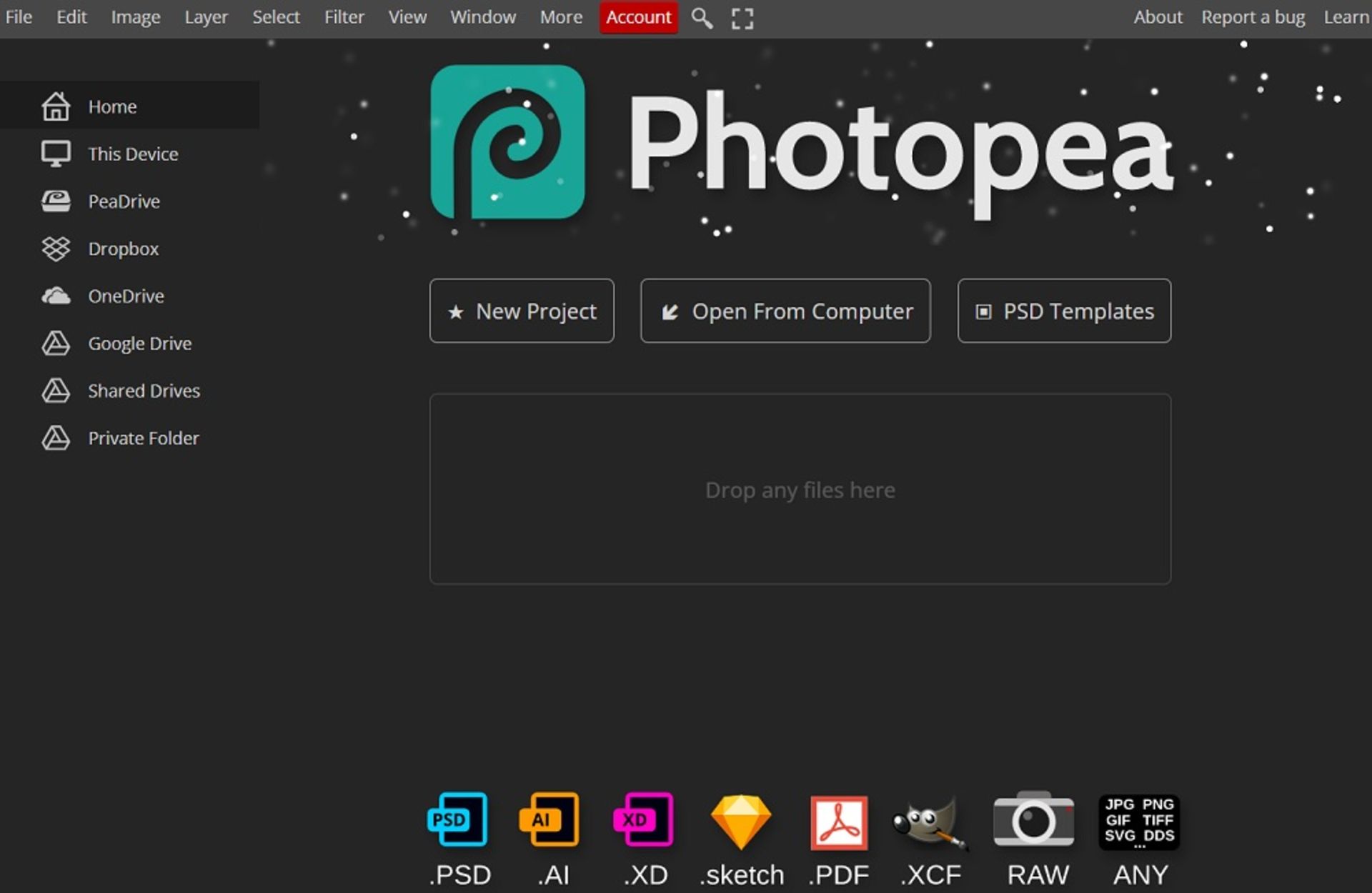 سایت ویرایش آنلاین عکس photopea