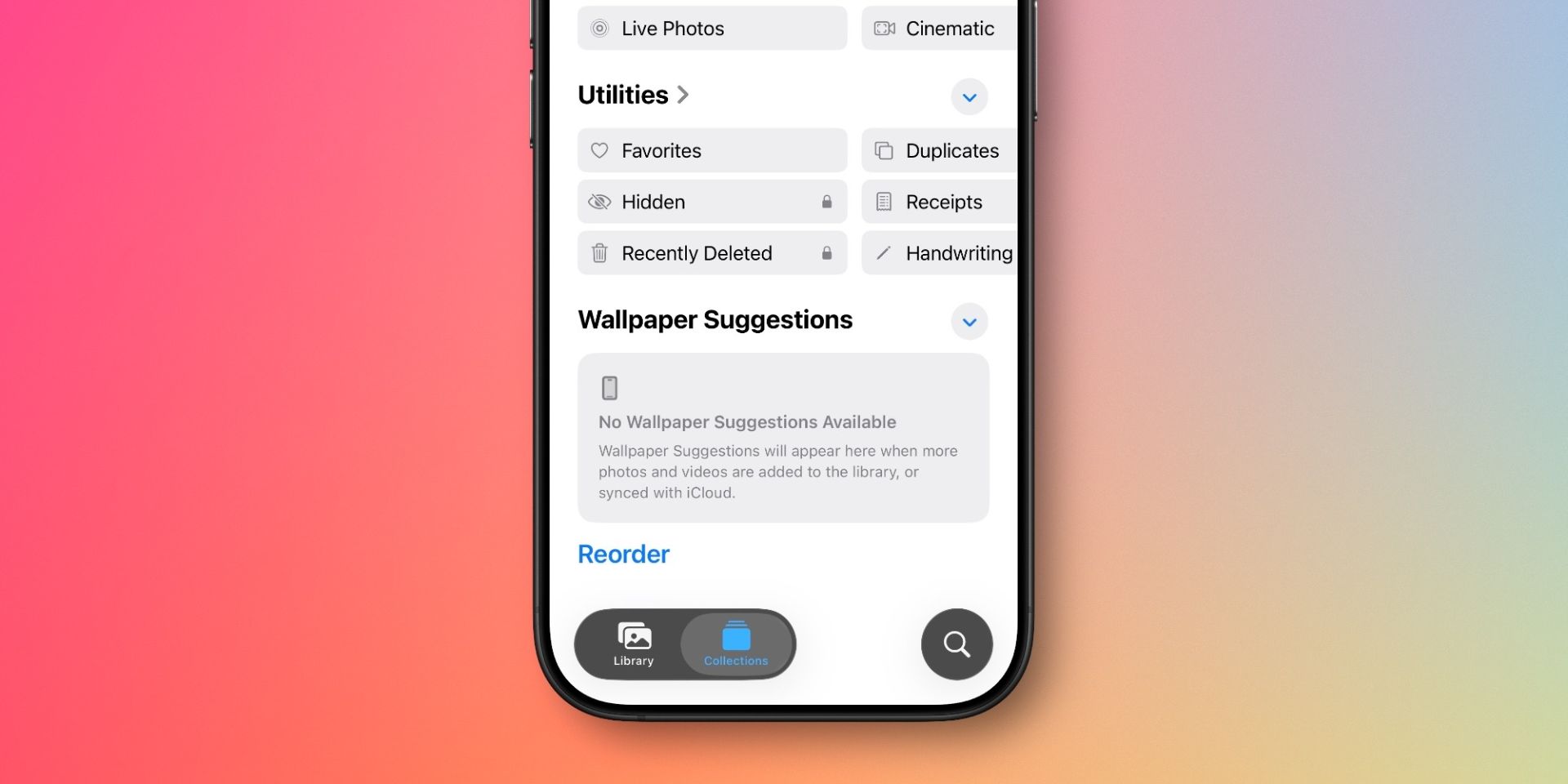 تب بار اپلیکیشن Photos در آیفون