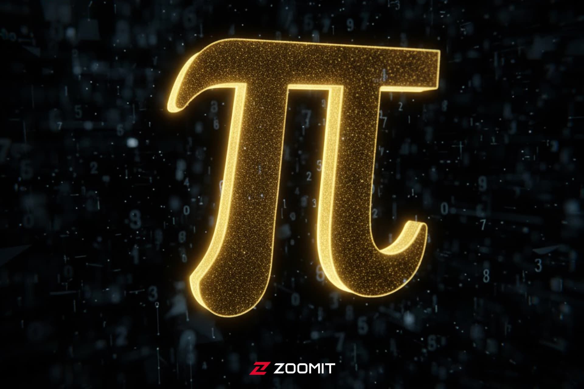 نماد عدد پی روی بک‌گراند تیره 