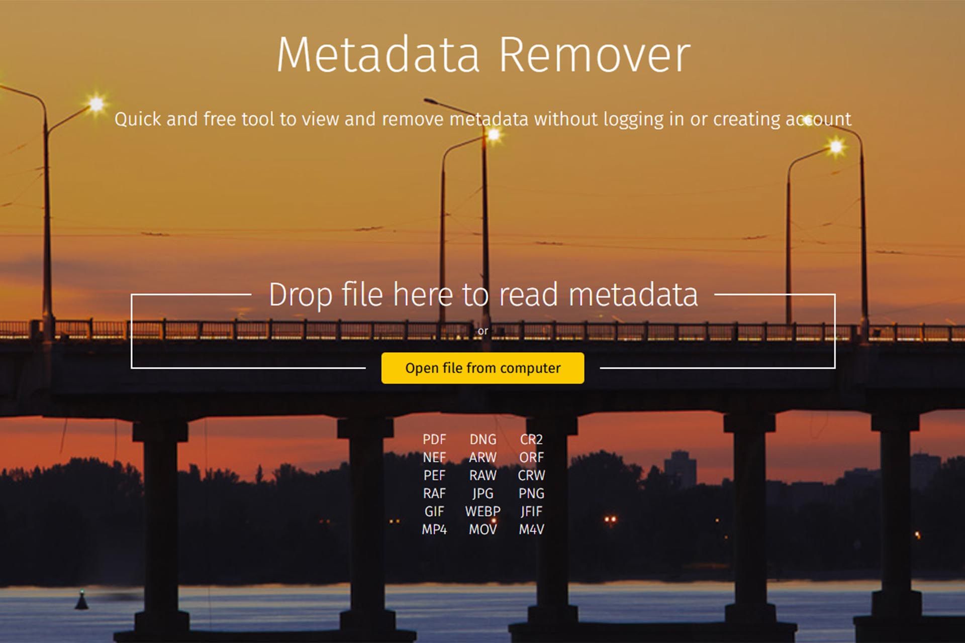 Homepage of picsio metadata remover website