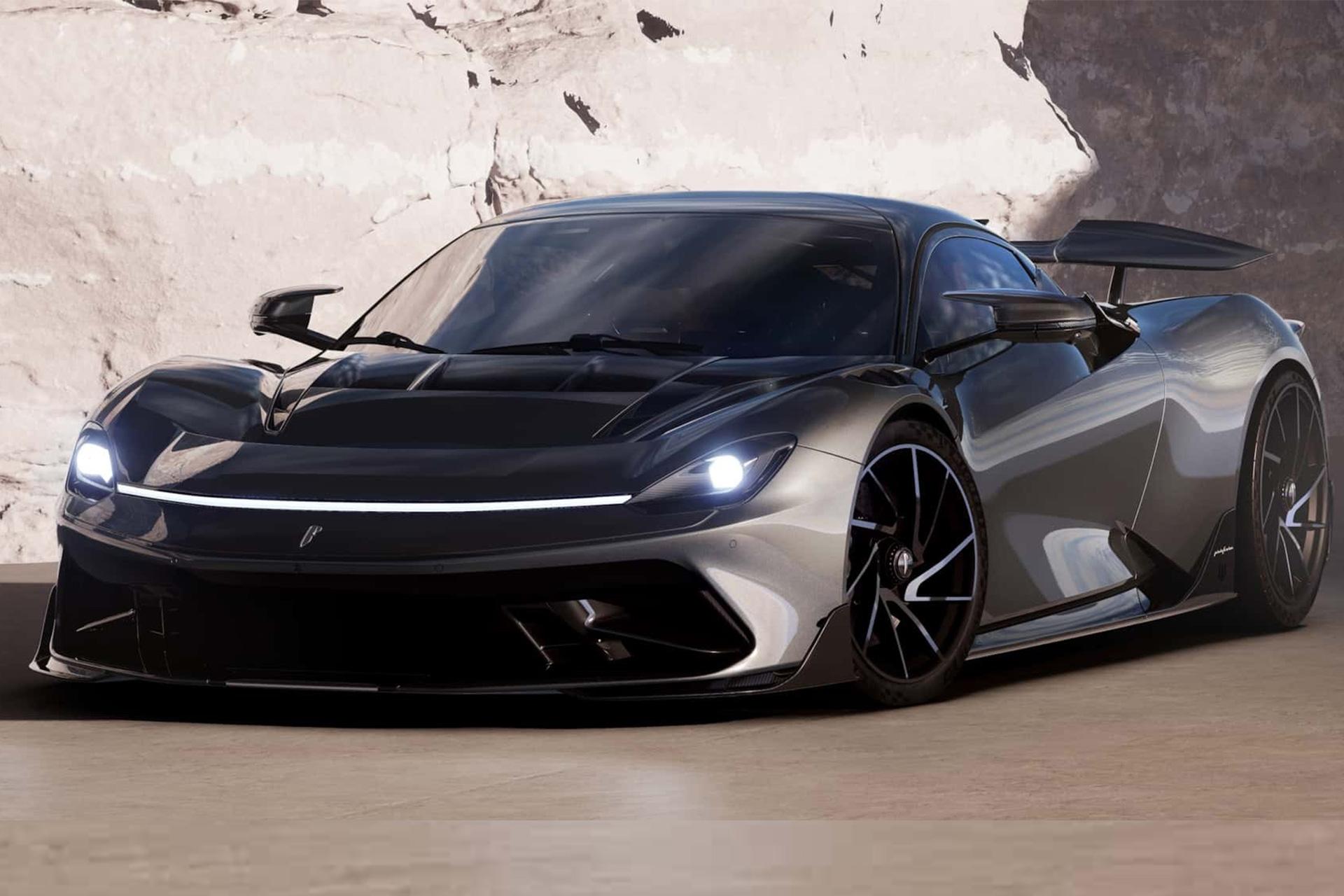 خودرو پینین‌فارینا باتیستا Dark Knight از نمای سه‌چهارم جلو