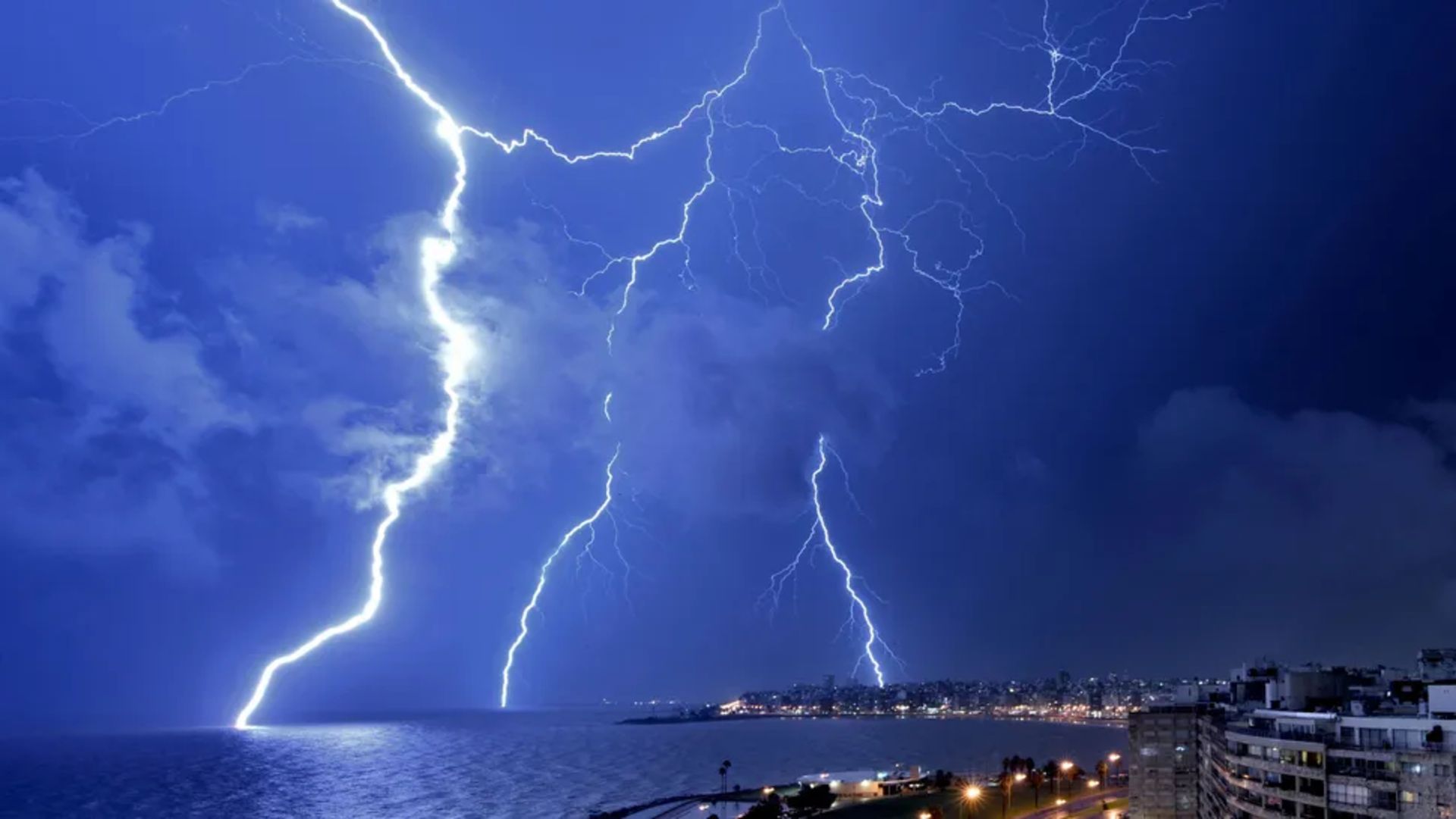 Lightning has lit up the Montevideo sky