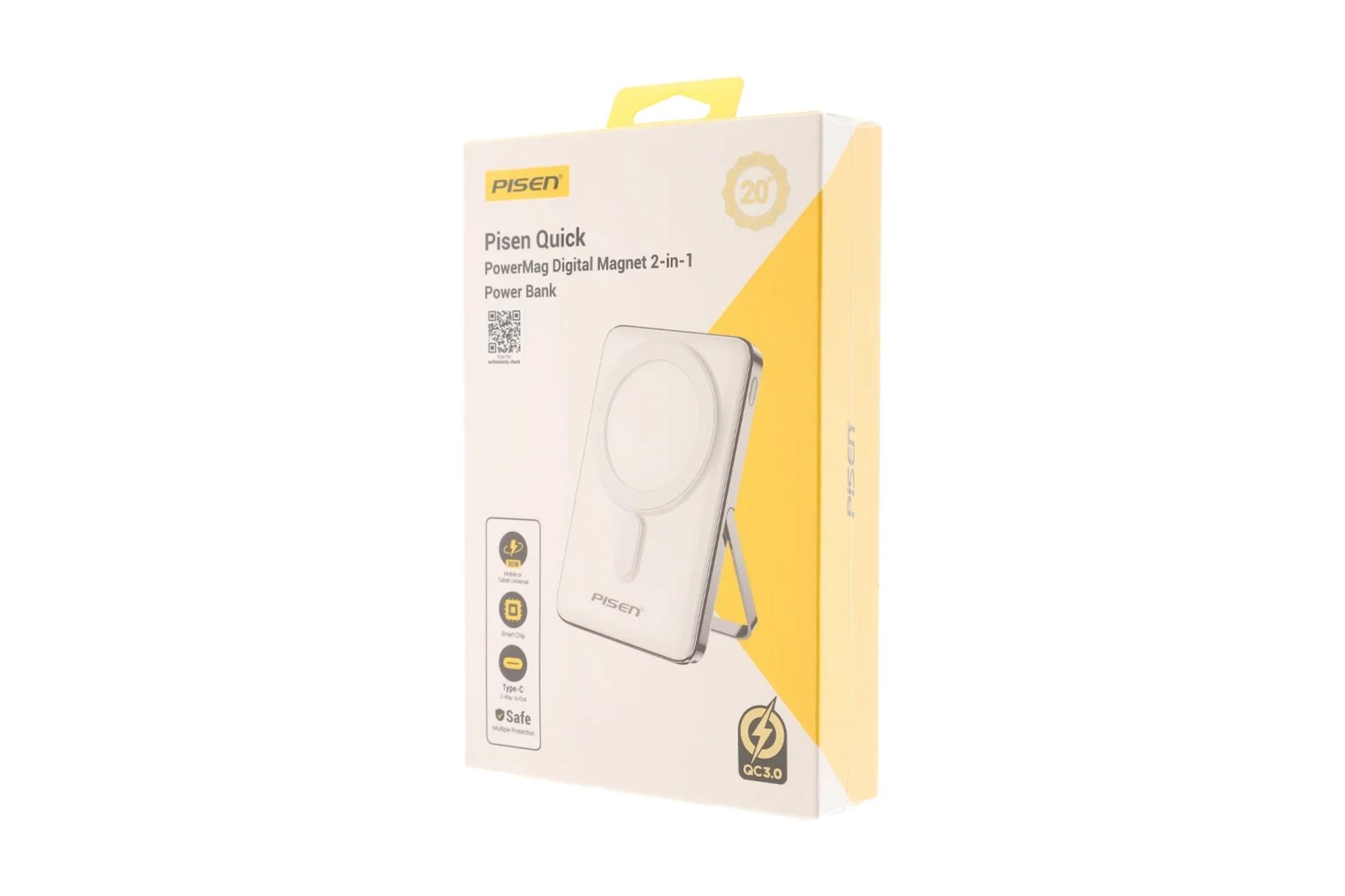 جعبه پاور بانک پایزن 30W Magnetic TP-D080 با ظرفیت 10000 میلی‌آمپر ساعت و امکان شارژ بی سیم