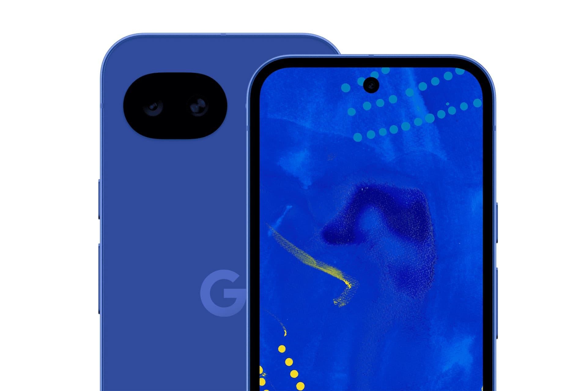 نمای جلو و عقب گوشی پیکسل 10aرنگ آبی تیره