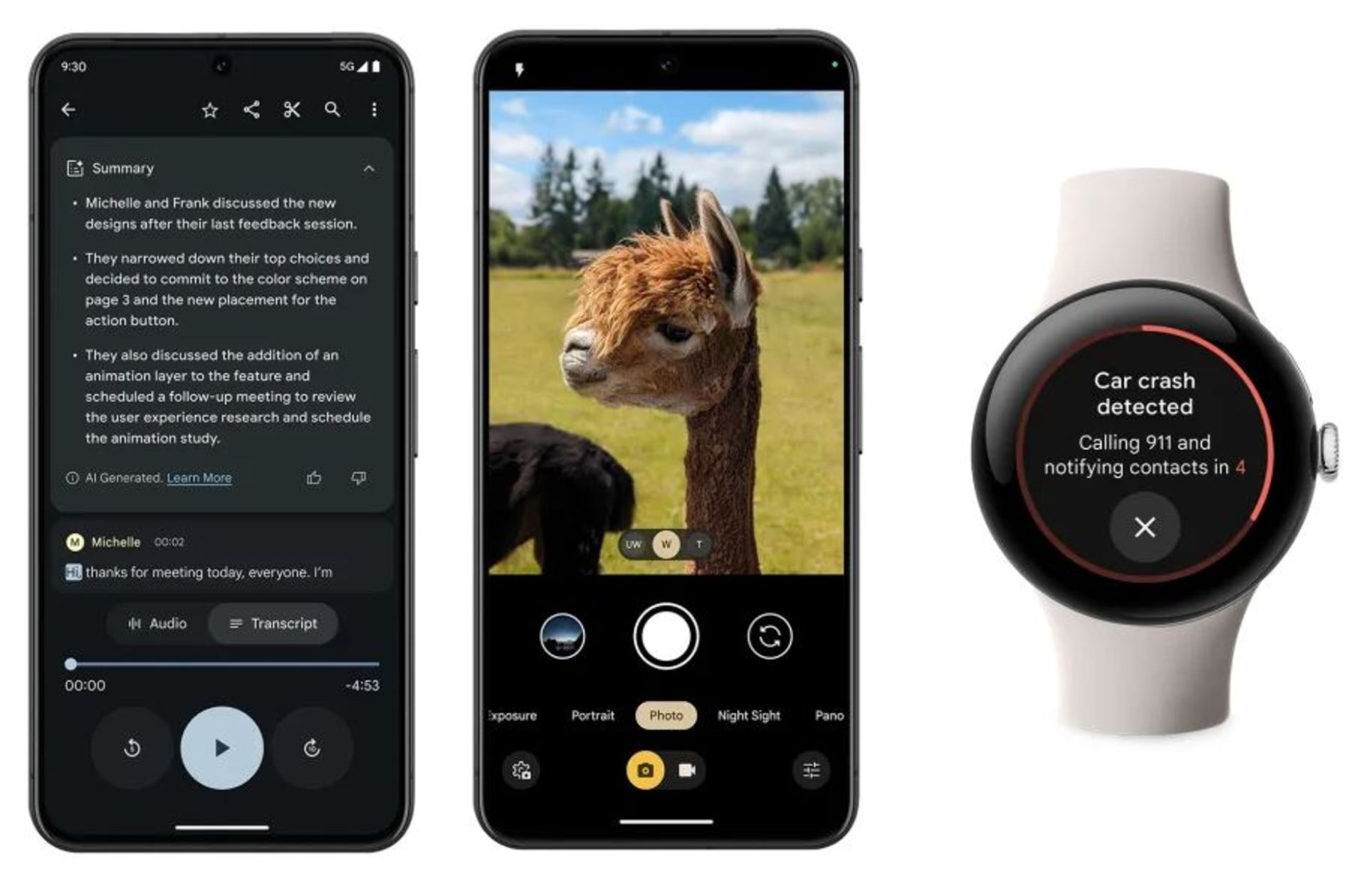 ساعت هوشمند و گوشی پیکسل در کنار هم