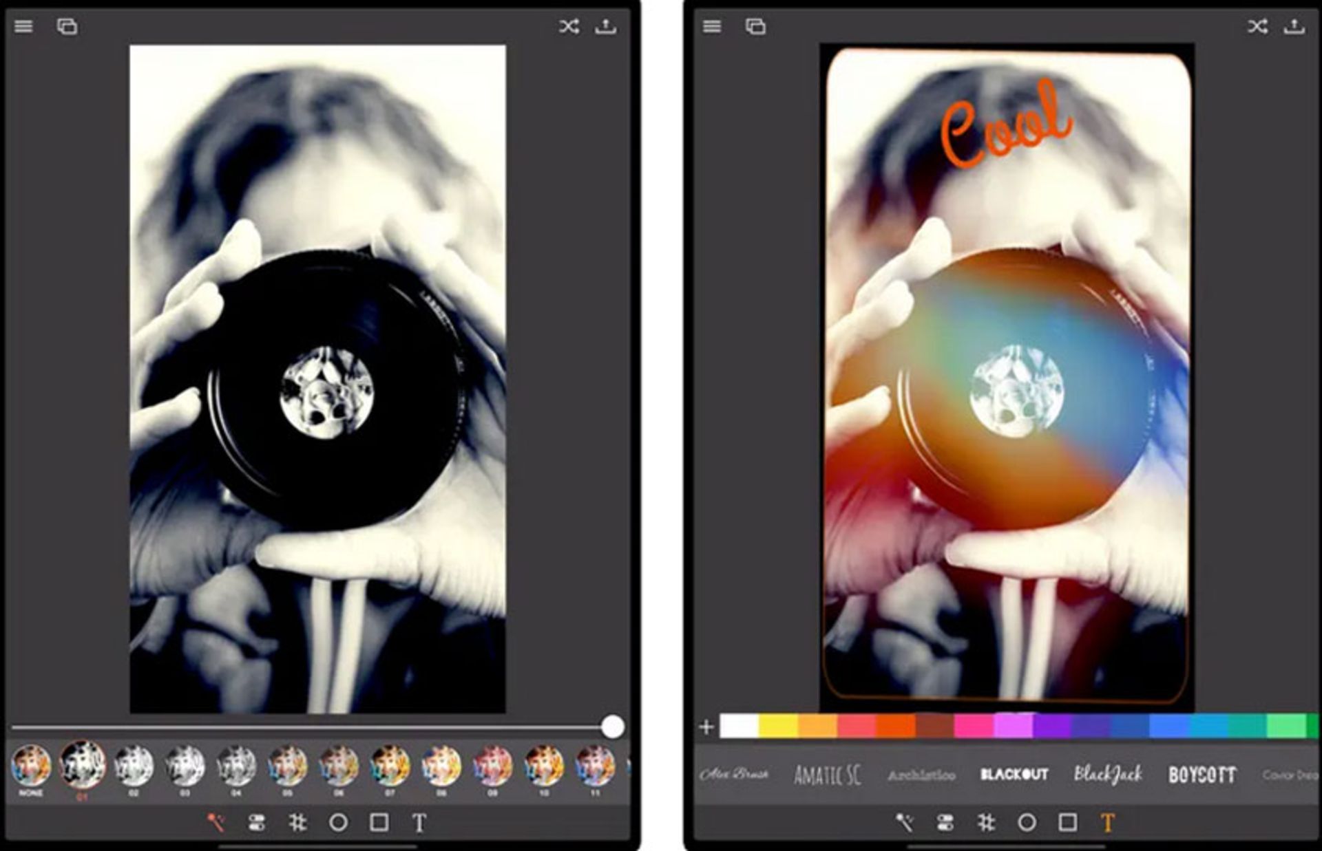 فضای اپلیکیشن Pixgram در آیفون
