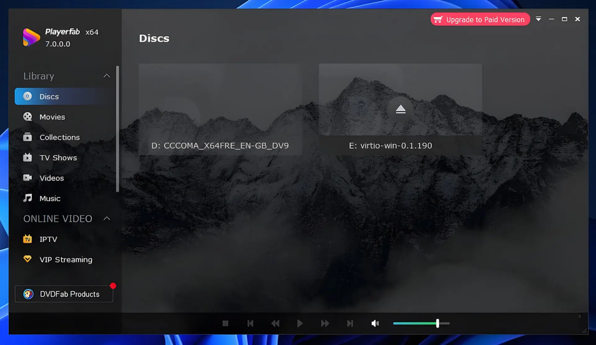 رابط کاربری برنامه Playerfab (Playerfab) در بخش مدیریت دیسکها