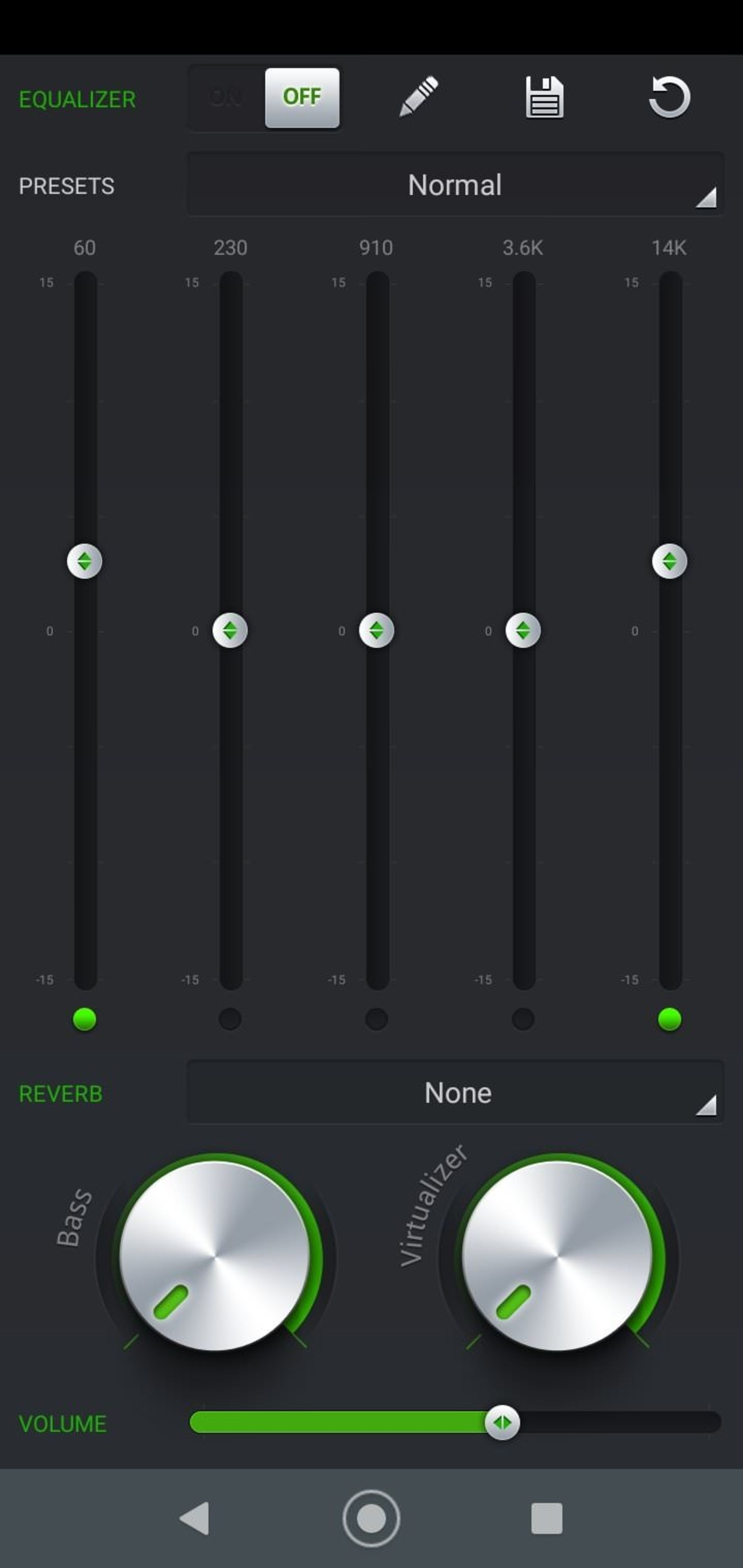 تغییرات افکت صدا در موزیک پلیر Player Pro
