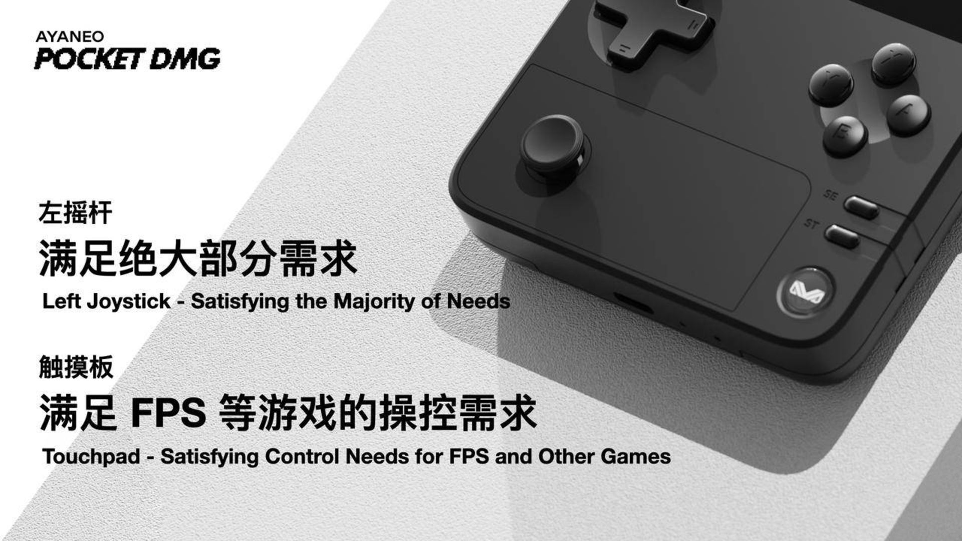 دکمه‌ها و جوی‌استیک‌های کامپیوتر دستی آیانئو پاکت دی‌ام‌جی