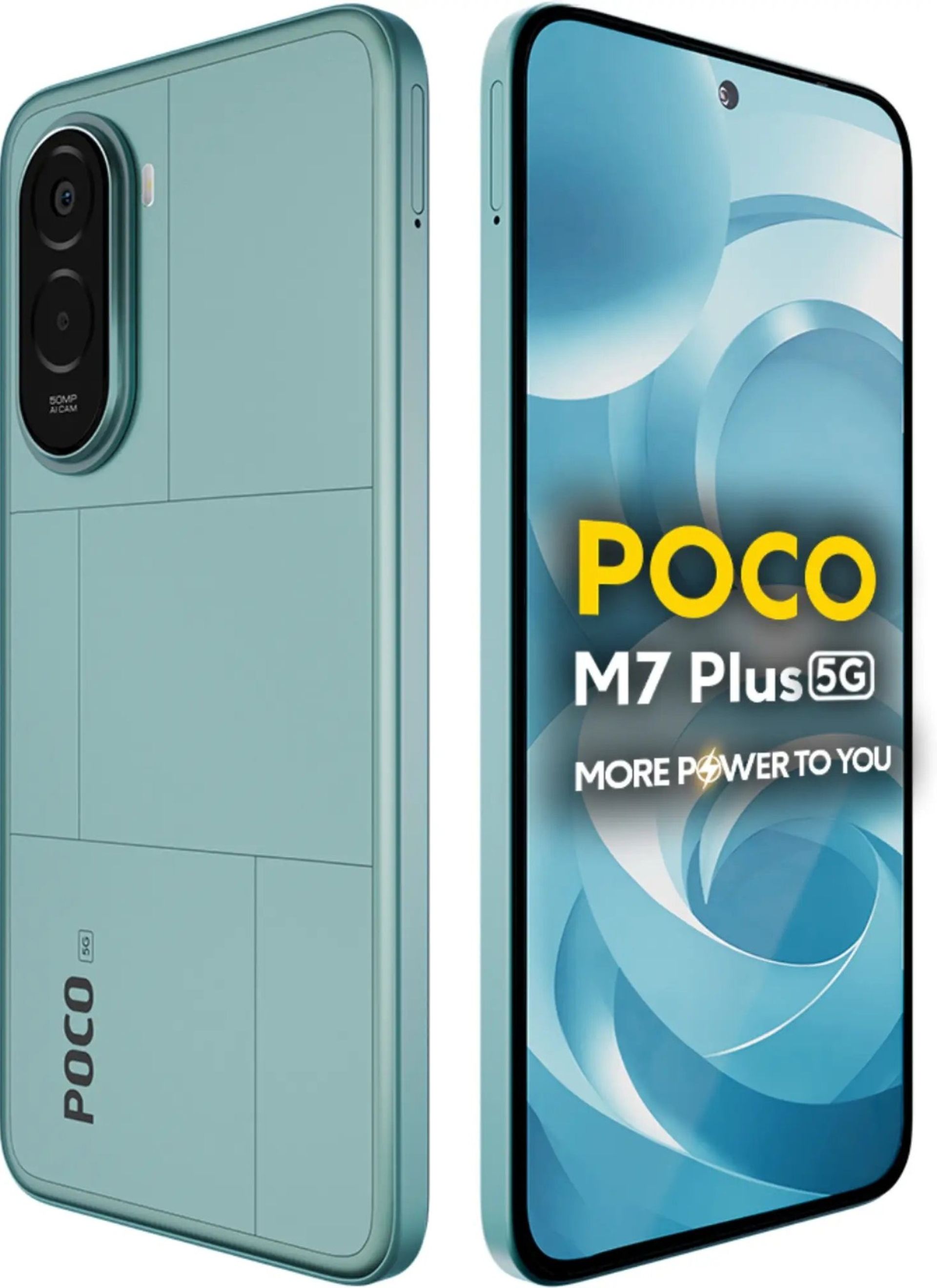 نمایشگر و پنل پشت گوشی پوکو M7 پلاس 5G رنگ سبز
