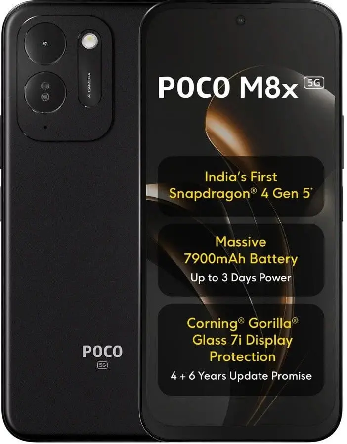 گوشی هوشمند پوکو M8x با رنگ مشکی و نمایشگر بزرگ