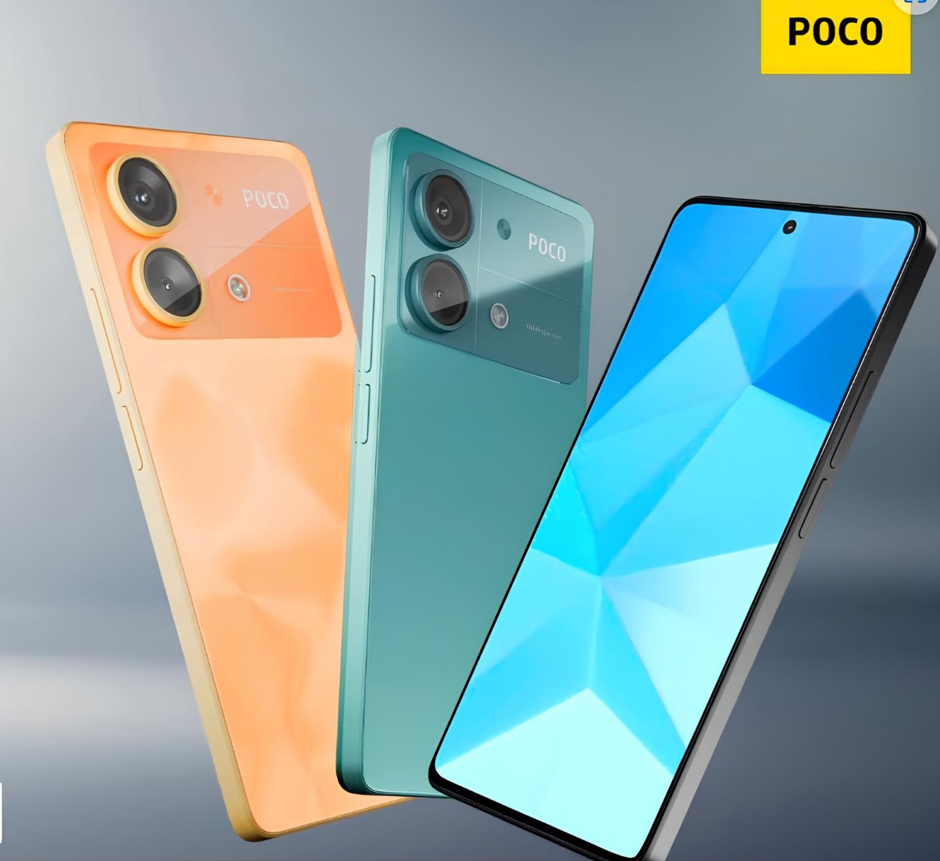 پنل پشتی و جلویی گوشی پوکو X6 نئو در رنگ‌های آبی و نارنجی
