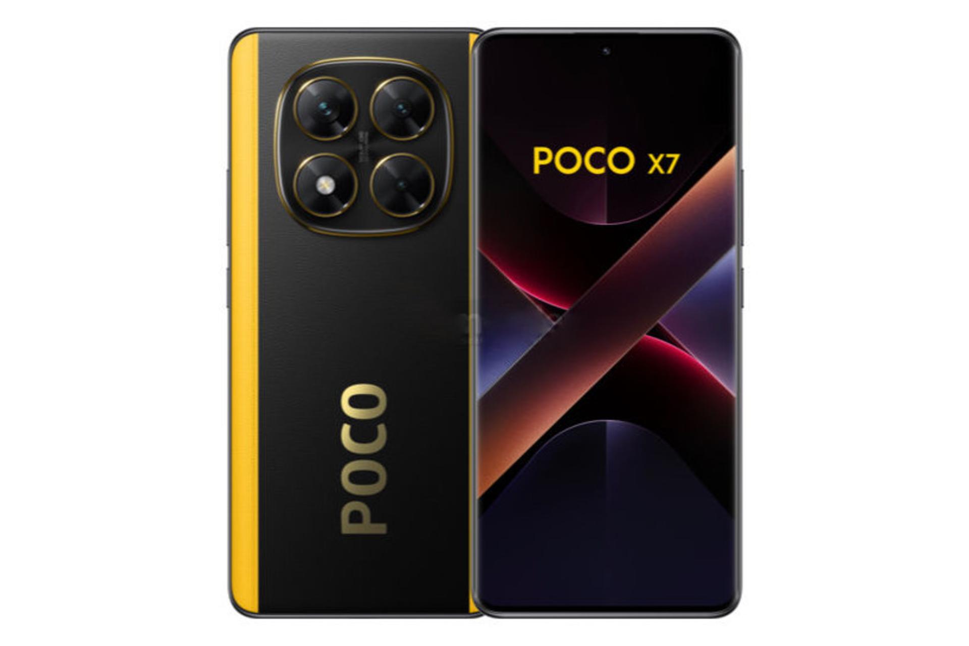 پنل جلو و پشت گوشی موبایل پوکو X7 مشکی و زرد / Poco X7