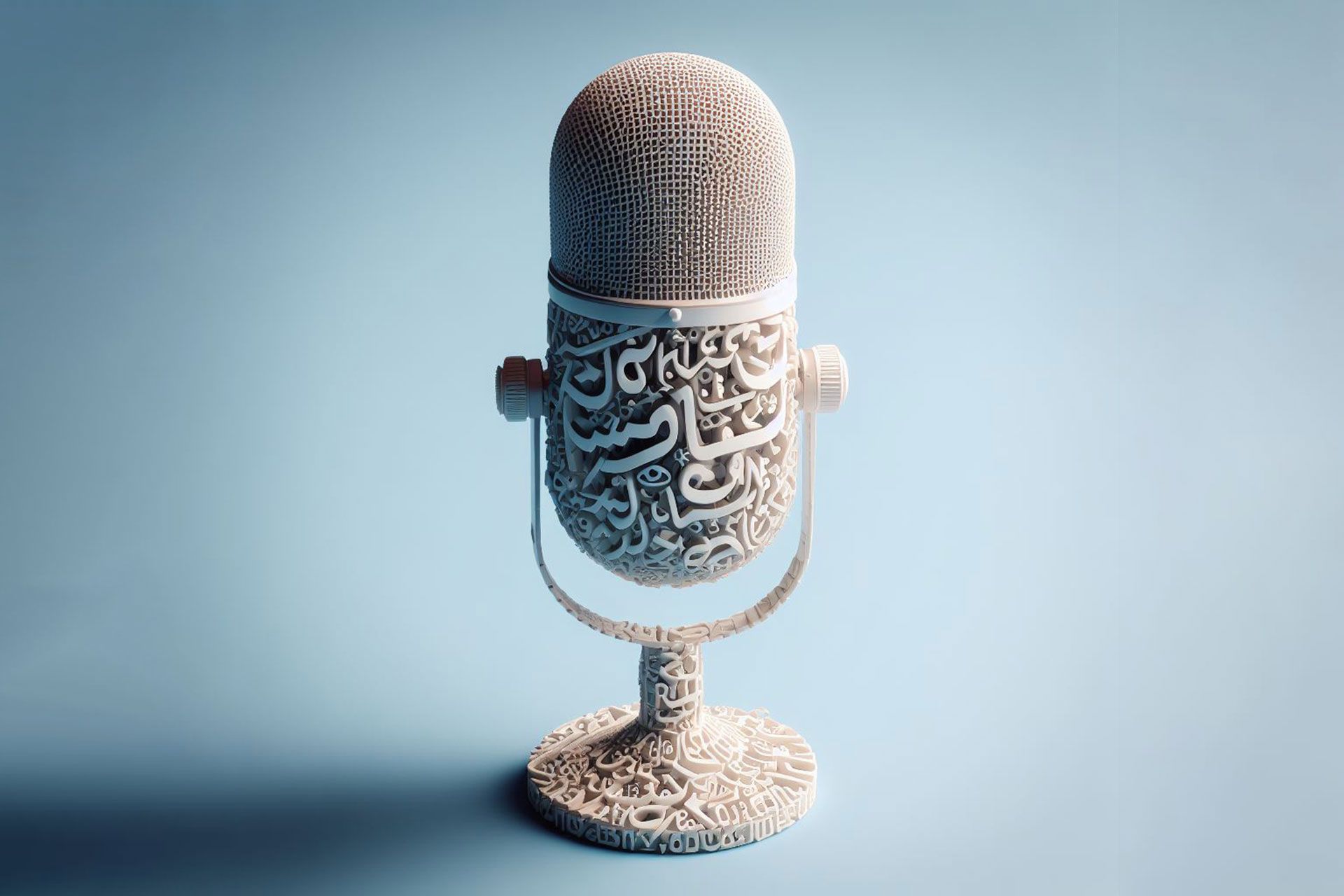 میکرفون پادکست ساخته شده از حروف فارسی