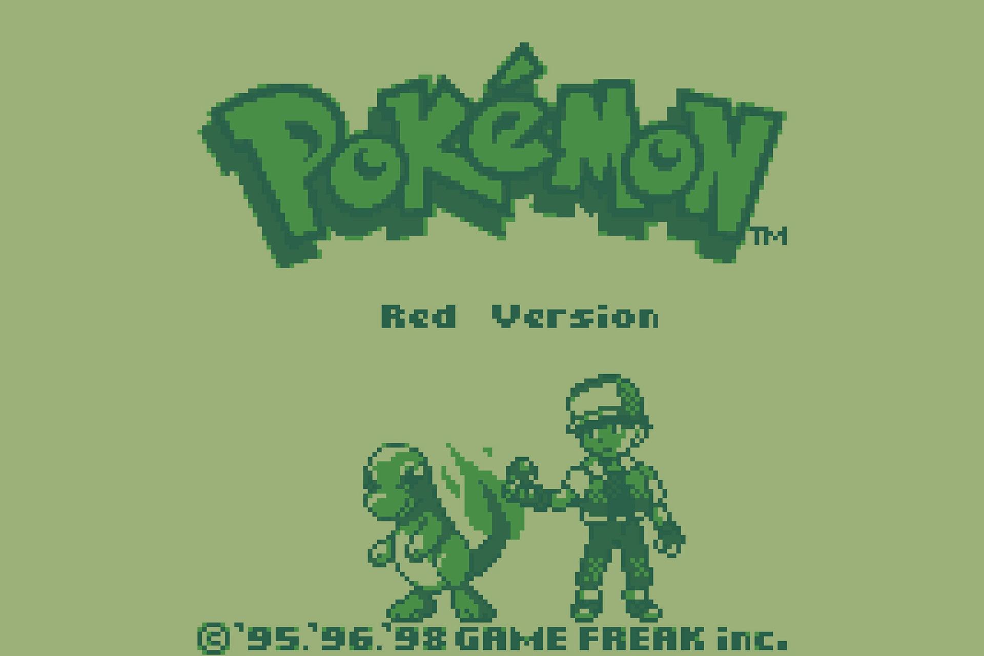 صفحه شروع بازی Pokemon Red روی کنسول Game Boy