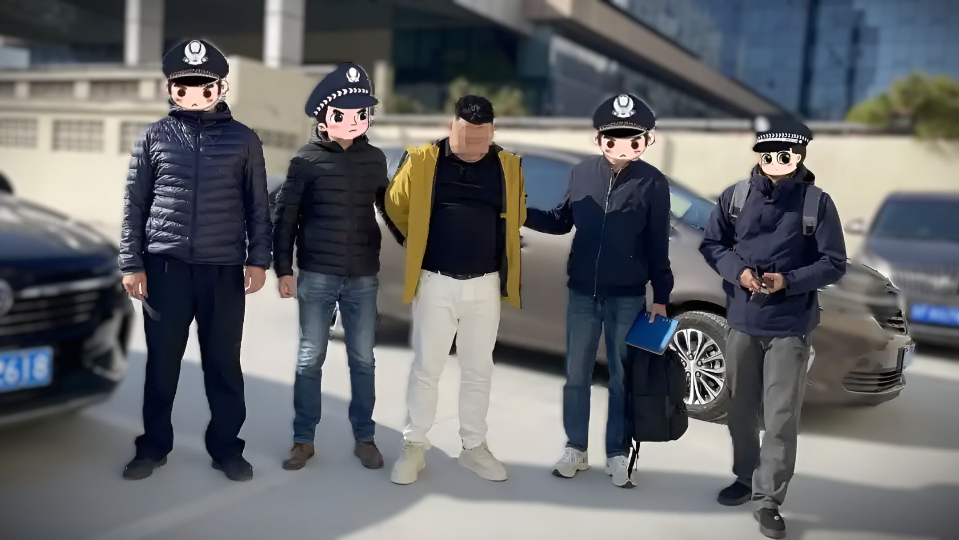 چند پلیس مرد در حال بازداشت یک شخص