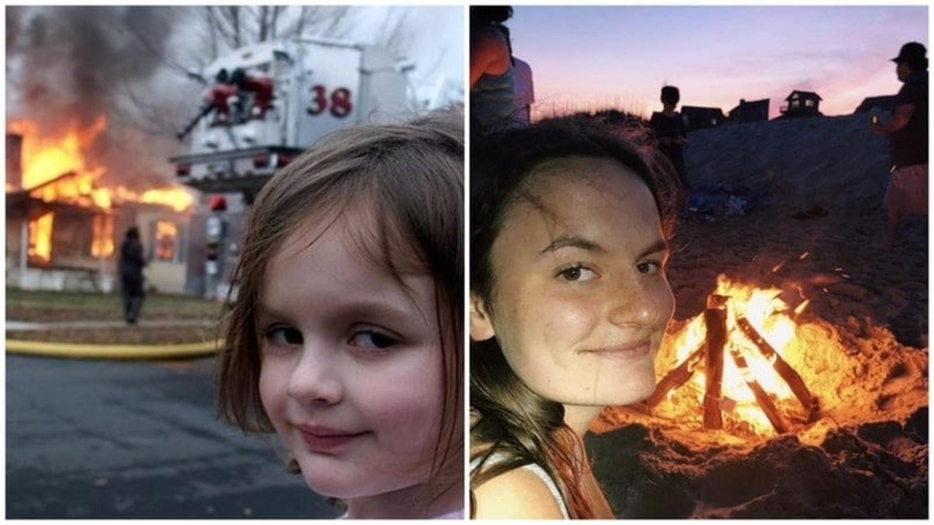 دختربچه‌ ای با لبخند مرموز مقابل خانه‌ در حال سوختن، معروف به Disaster Girl