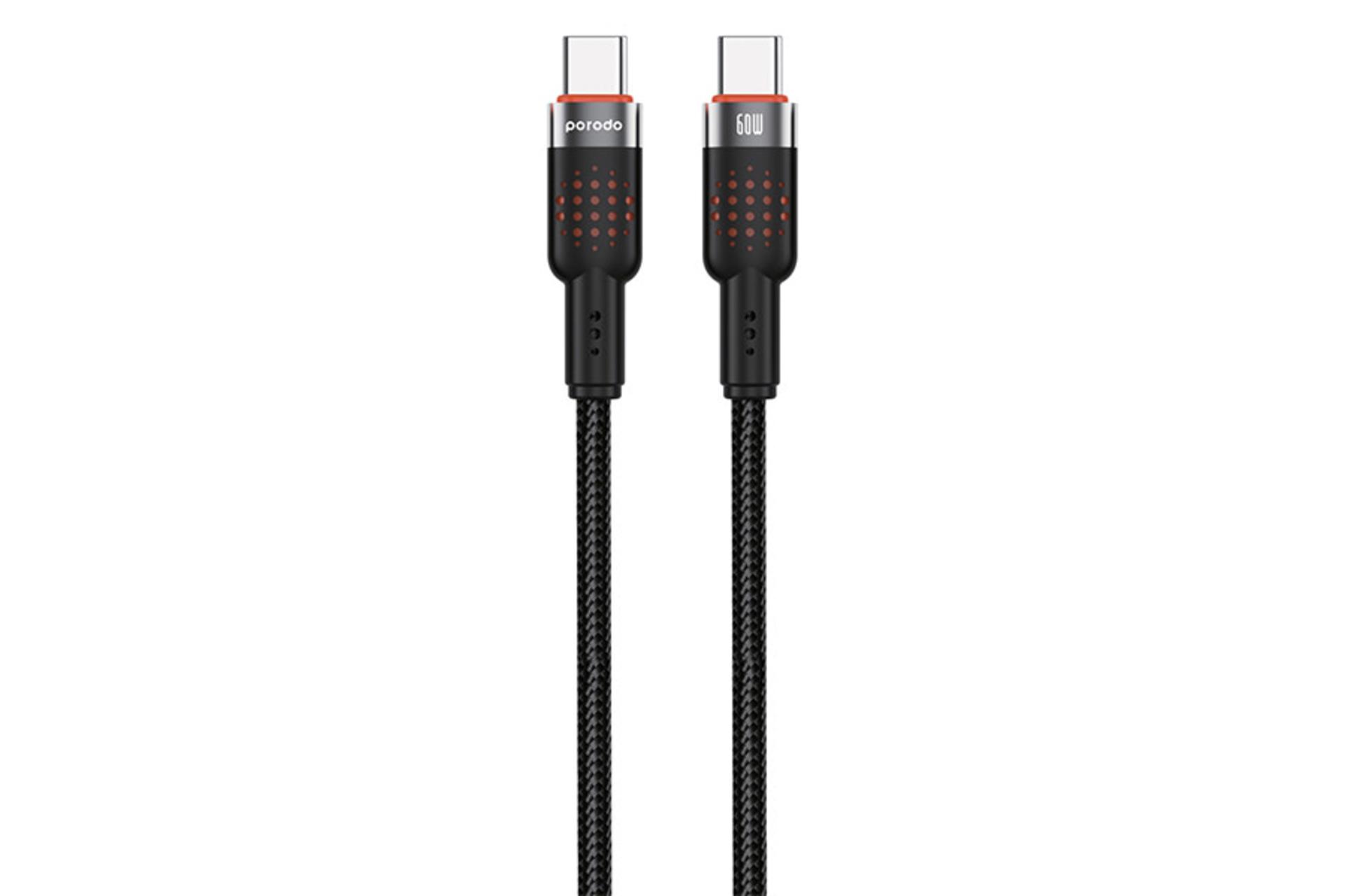 کابل شارژ پرودو Porodo Aluminum Braided PD-CBL0009 Type-C to Type-C 1.2m