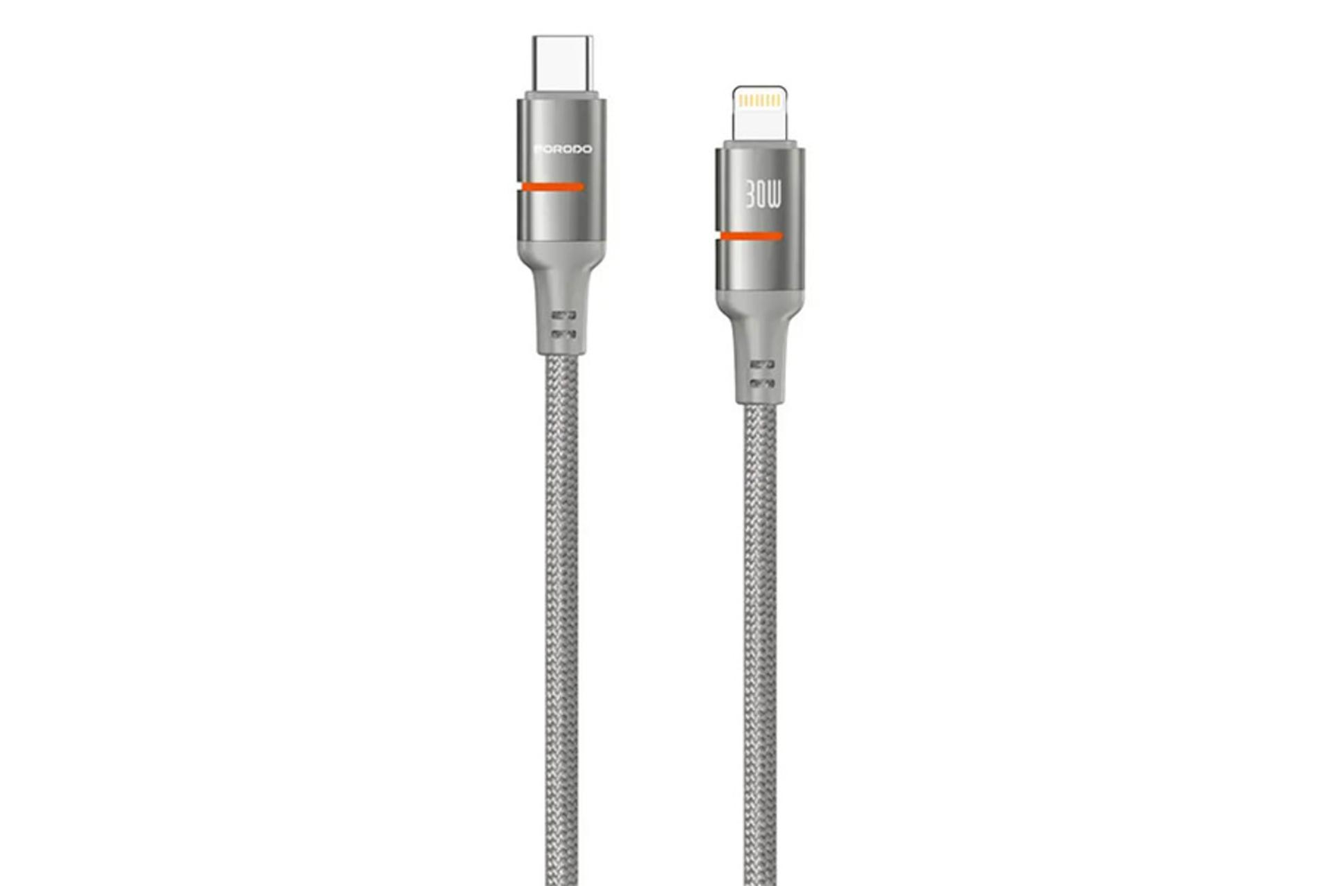 کابل شارژ پرودو Porodo LED Light PD-CBL0028 Type-C to Lightning 1.2m رنگ خاکستری
