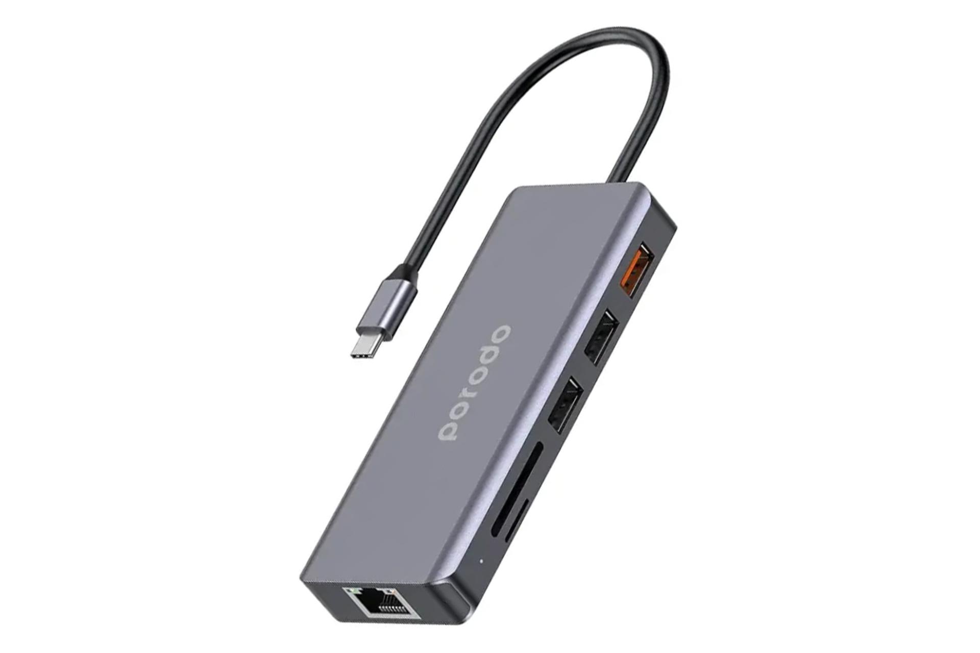 هاب USB هاب USB-C پرودو 9 پورت مدل Porodo PD-91CHB-GY