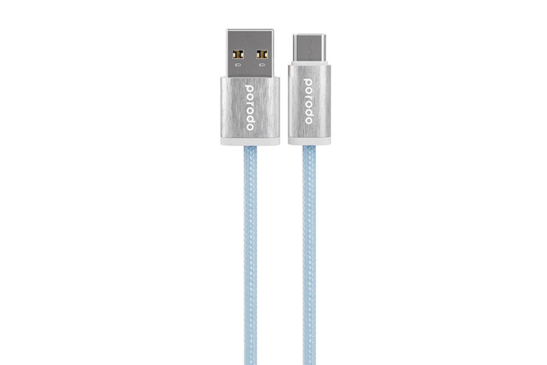 کابل شارژ پرودو Porodo Woven PD-WV3AC1 Type-A to Type-C 1.2m رنگ آبی
