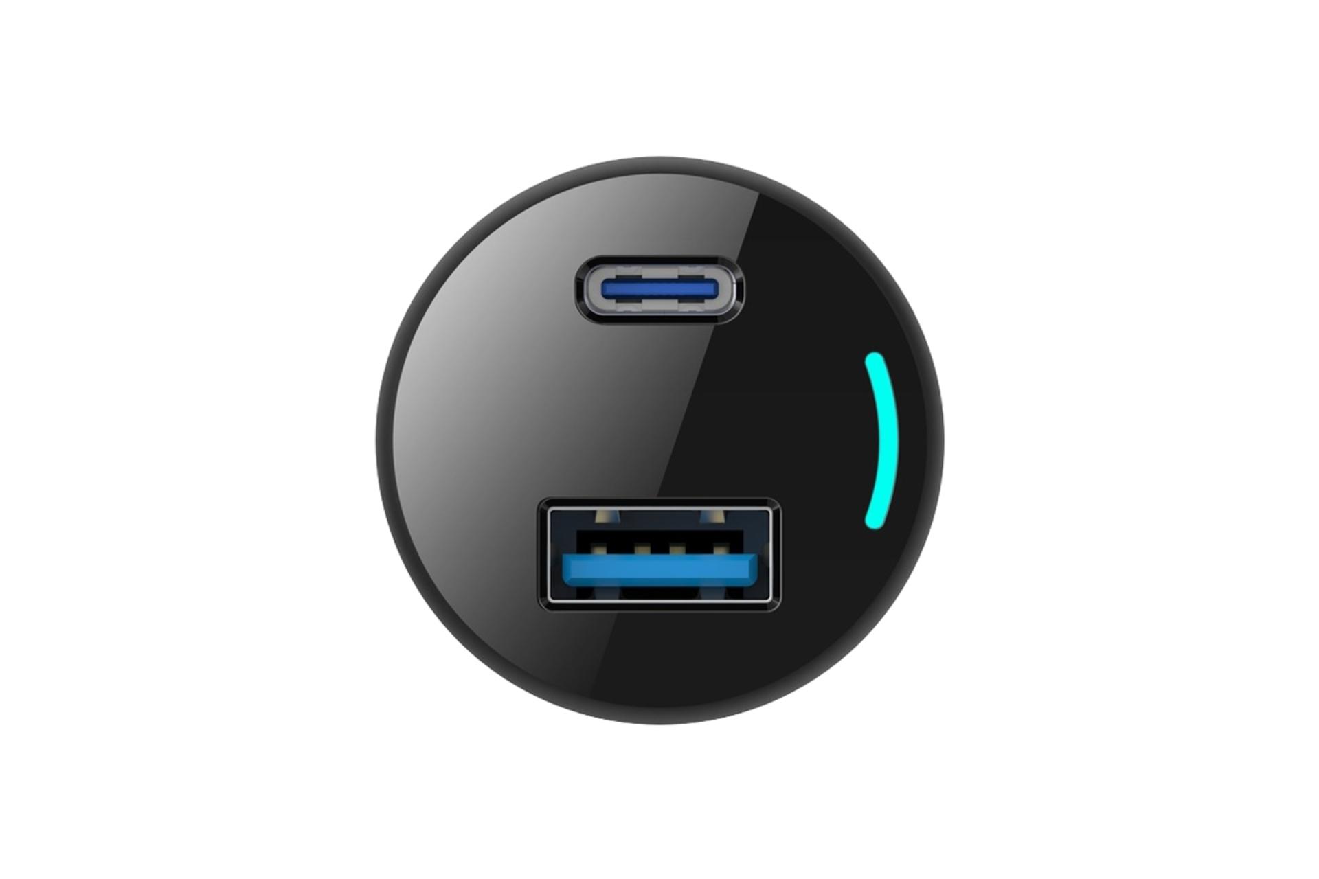 شارژر پاورولوجی Powerology Dual Port PCCSR013 65W از نمای روبرو