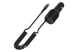 شارژر پاورولوجی Dual Ports Car Charger With Coiled Cable PCCSR015