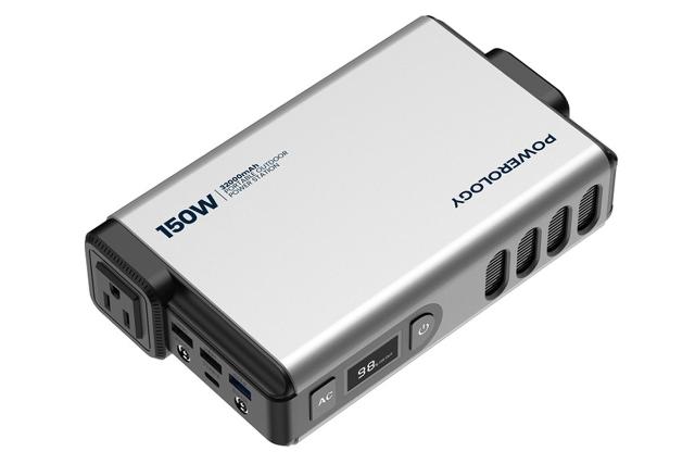 ابعاد و اندازه پاور بانک پاورولوجی Mini Power Station PPBCHA31 با ظرفیت 32000 میلی‌آمپر ساعت