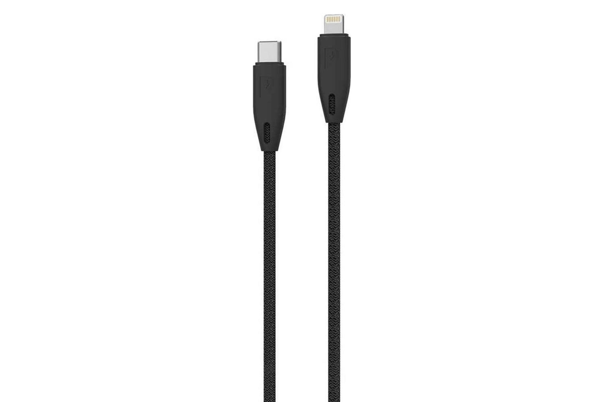 کابل شارژ USB پاورولوجی Type-C به Lightning مدل PCAB001 با طول 1.2 متر رنگ مشکی