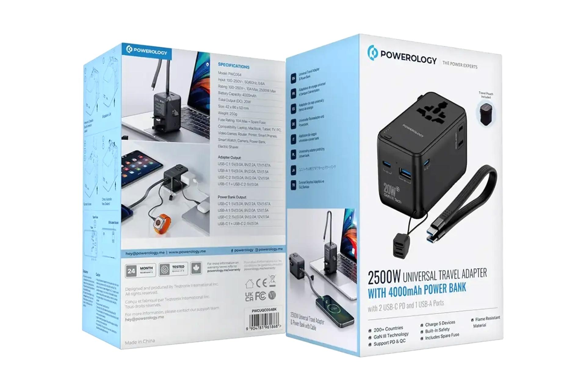 جعبه پاور بانک پاورولوجی Powerology PWCUQC054 4000mAh