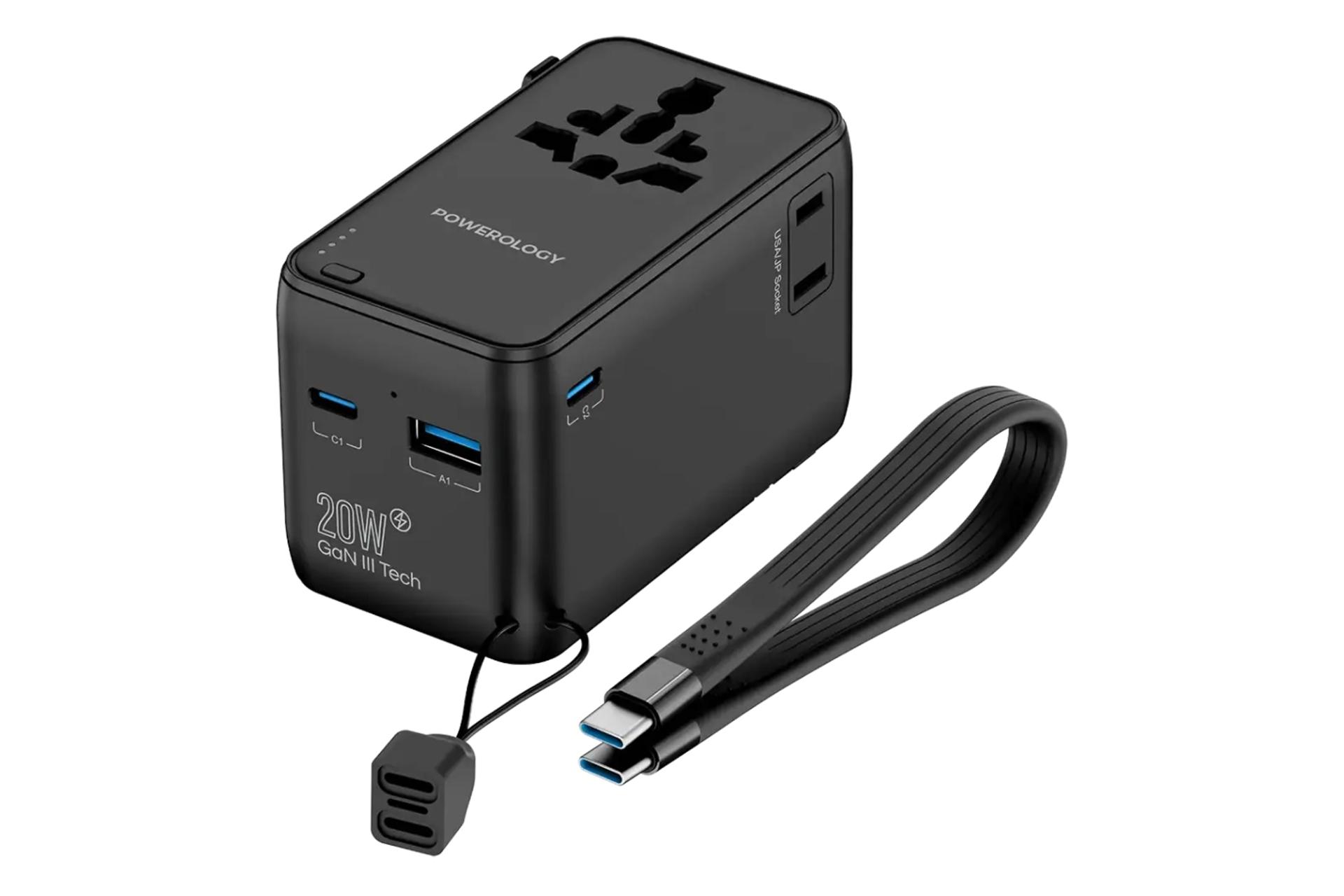 پاور بانک پاورولوجی Powerology PWCUQC054 4000mAh همراه کابل