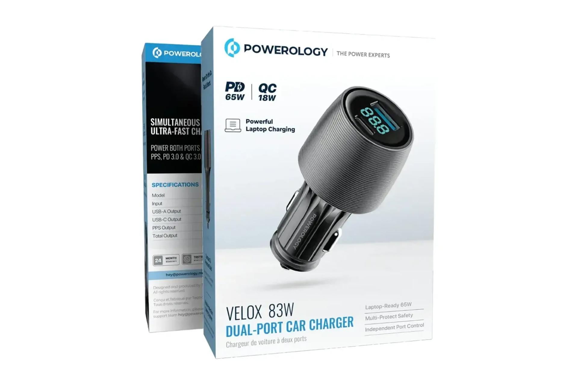 جعبه شارژر پاورولوجی Powerology Velox 83W Dual-Port