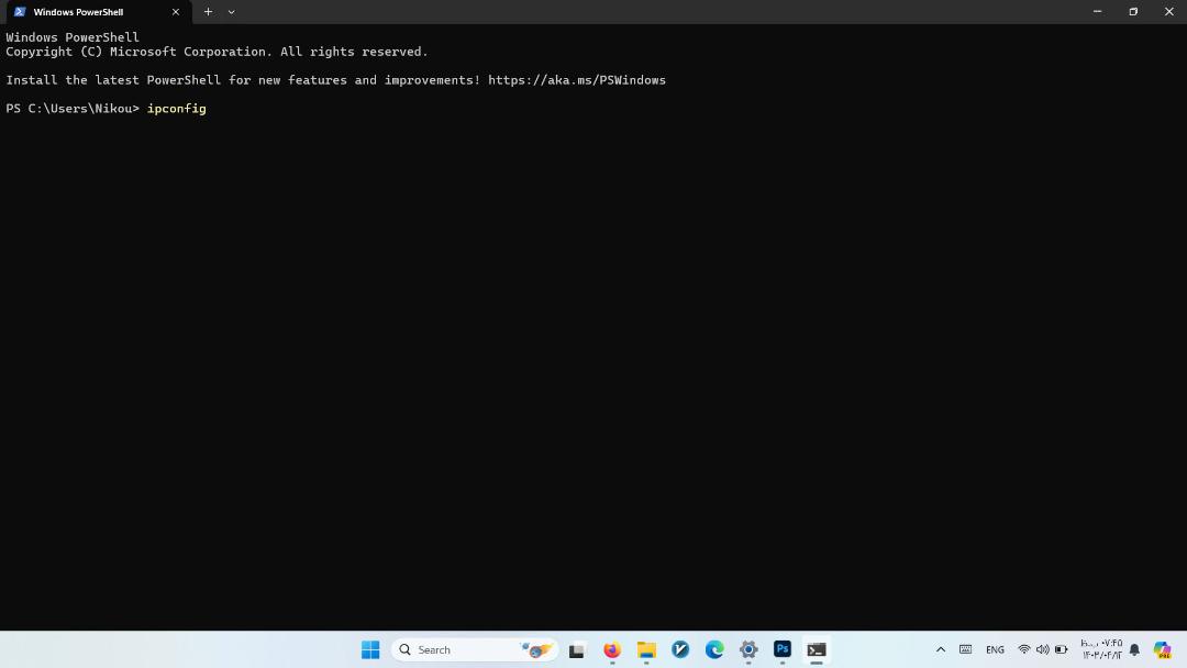 پنجره‌ی Windows PowerShell