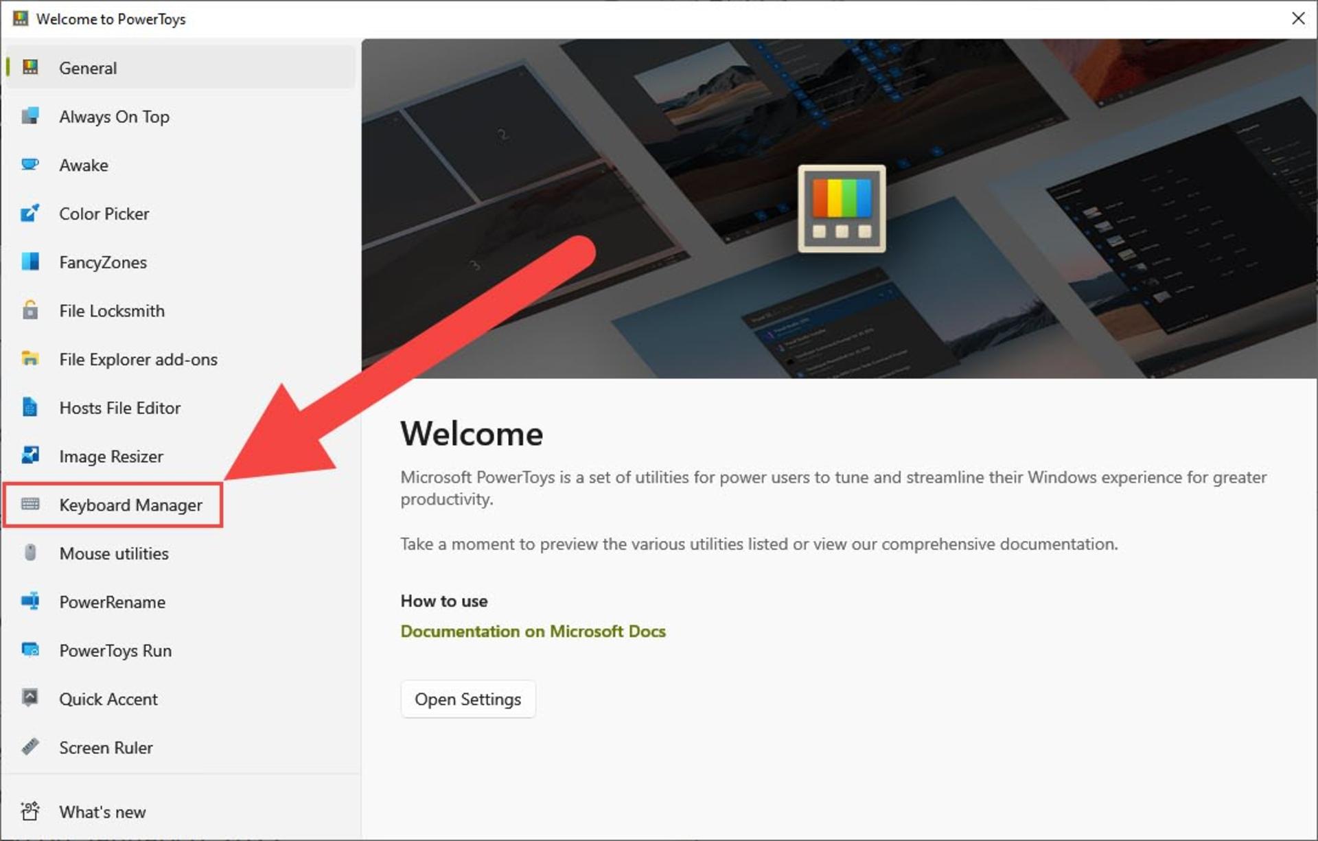 منوی PowerToys