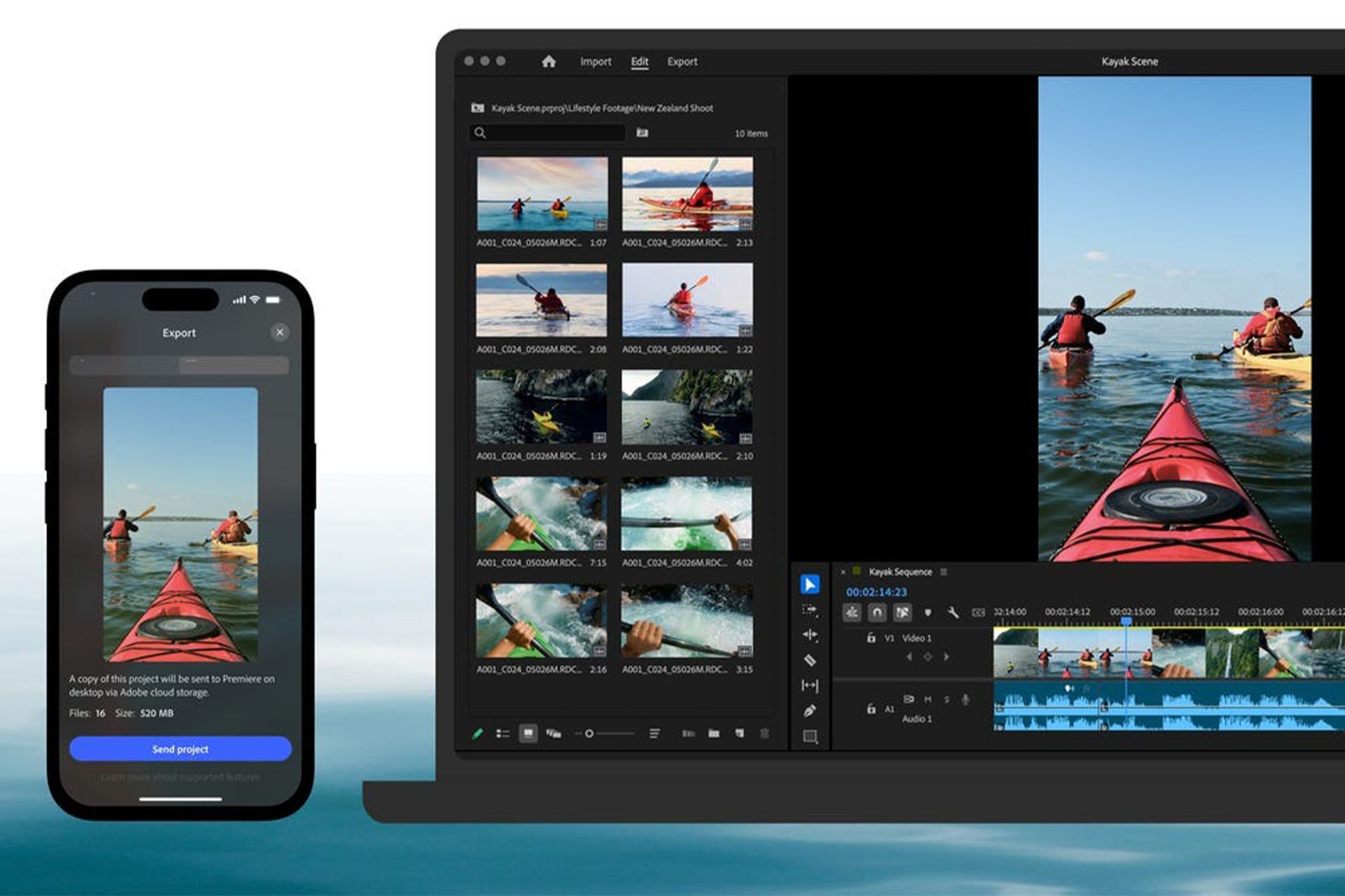 اپ پریمیر ادوبی در مک و آیفون کنار هم