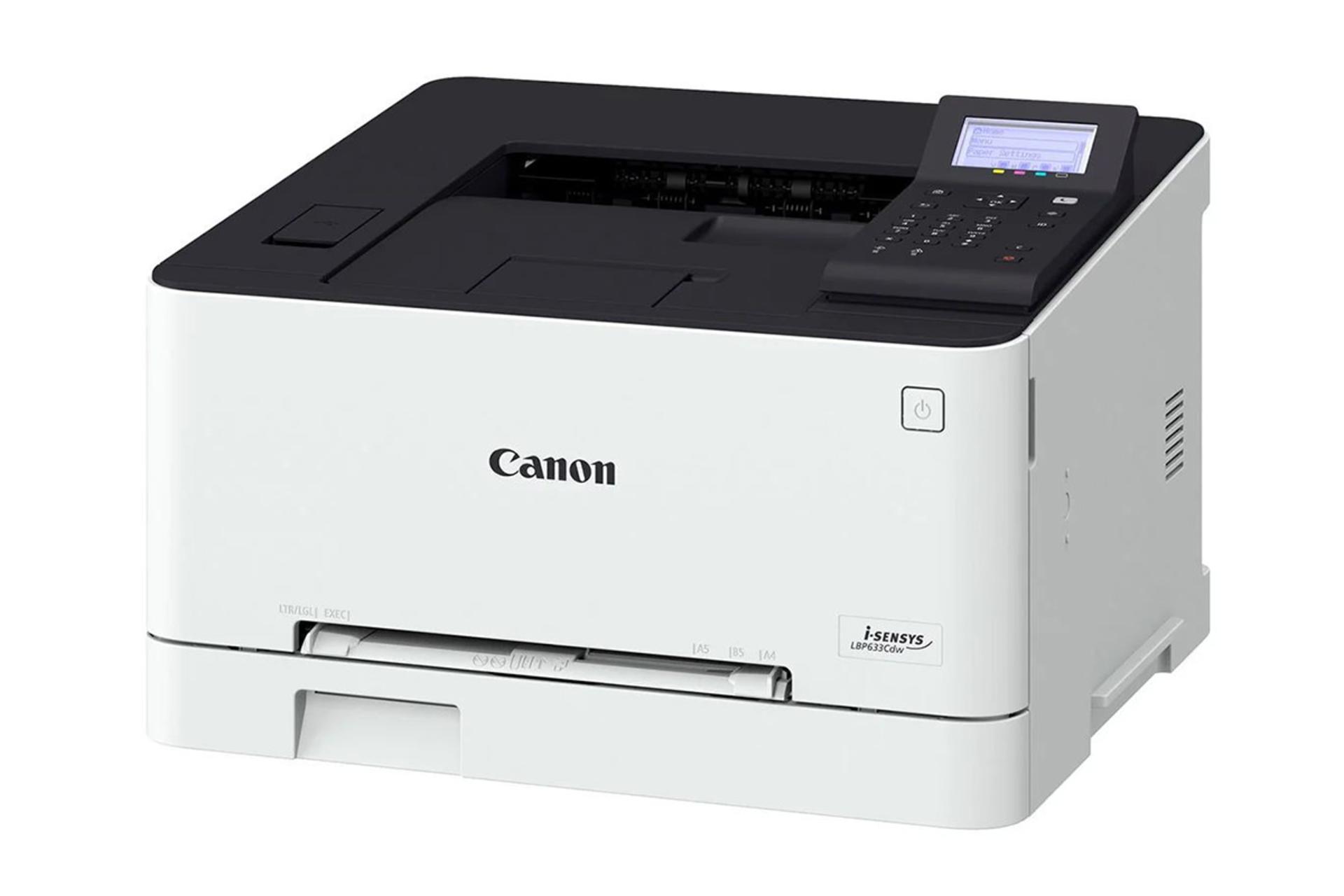 پرینتر کانن Canon LBP633Cdw نمای جلو و راست رنگ سفید
