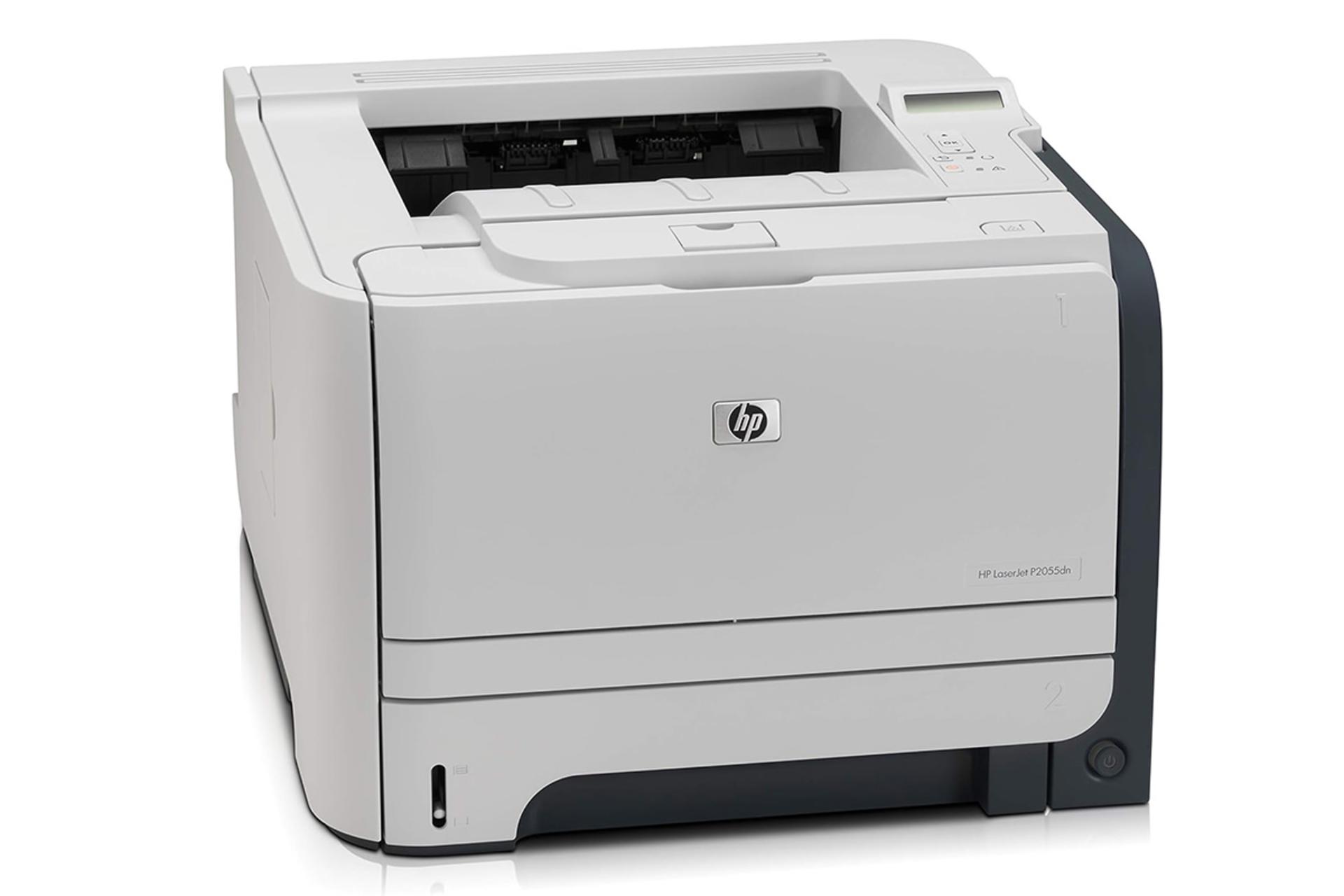 پرینتر اچ پی HP LaserJet P2055dn نمای جلو و چپ