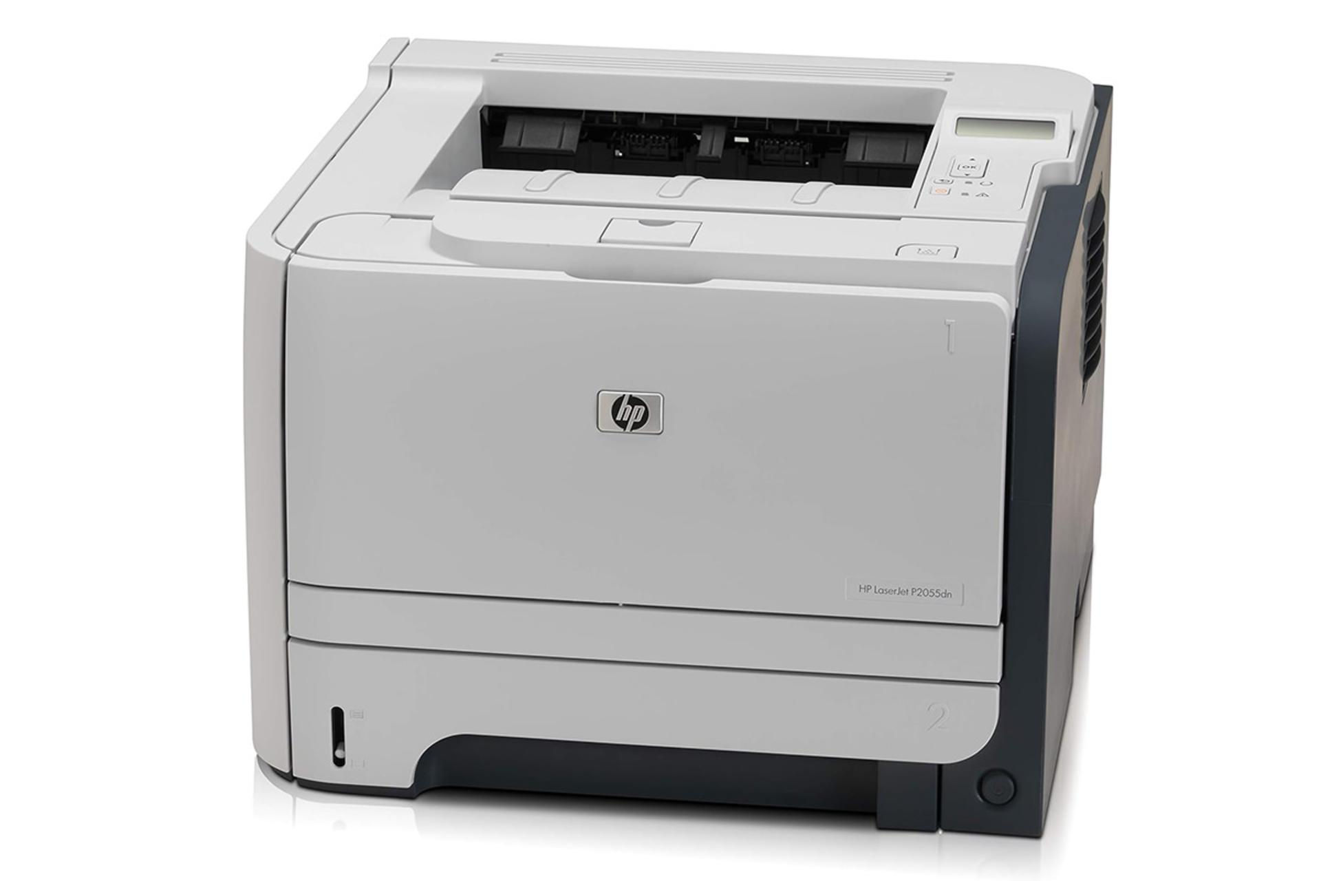 پرینتر اچ پی HP LaserJet P2055dn نمای جلو و راست