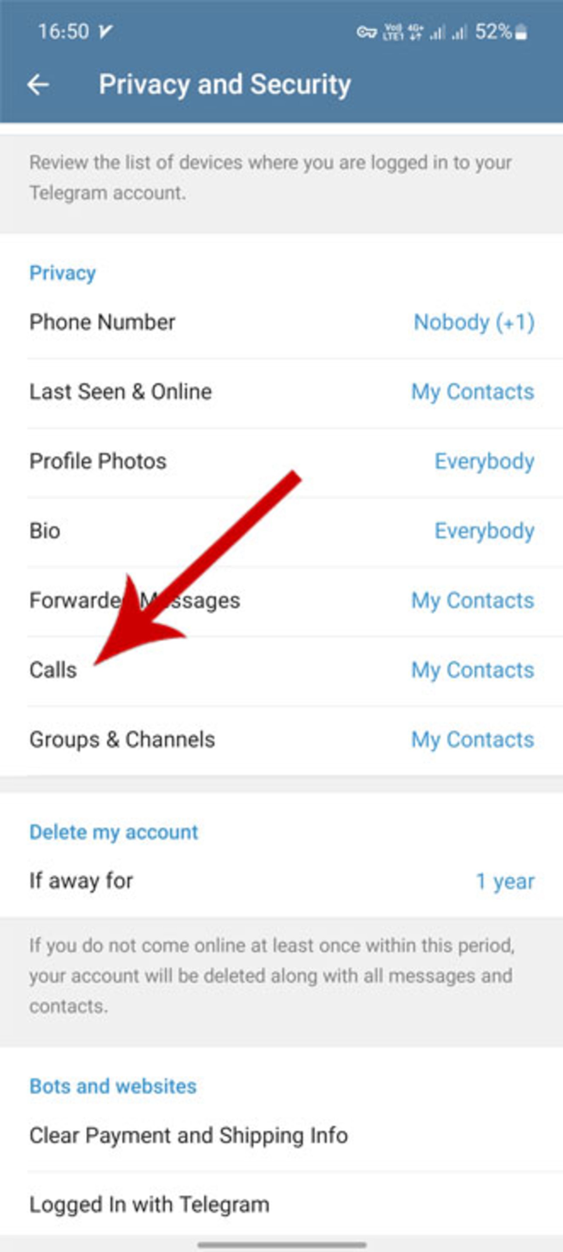 تنظیمات Privacy and Security